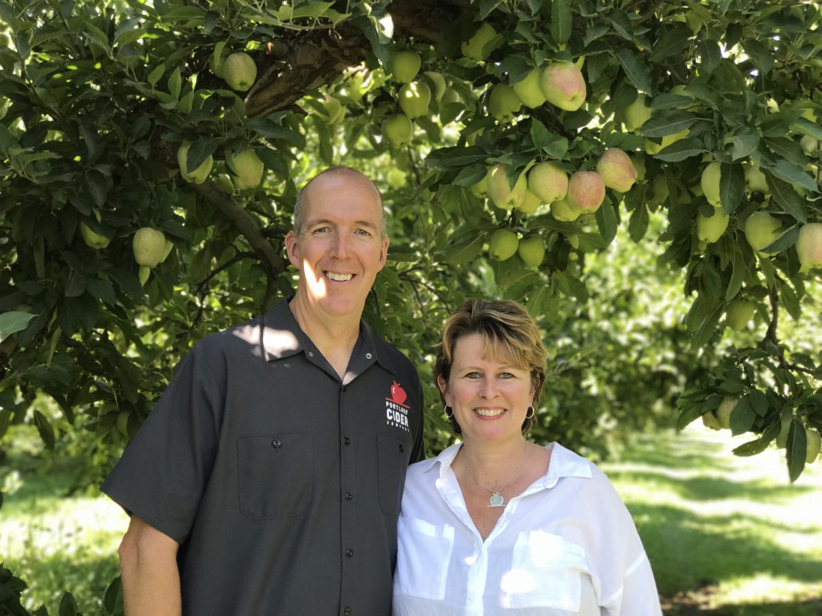 image of owners Jeff & Lynda Parrish courtesy of Portland Cider Co.