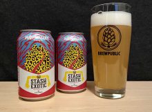 Hop Valley Brewing Co. Stash Exotic Hazy Blonde Ale served in a BREWPUBLIC glass.