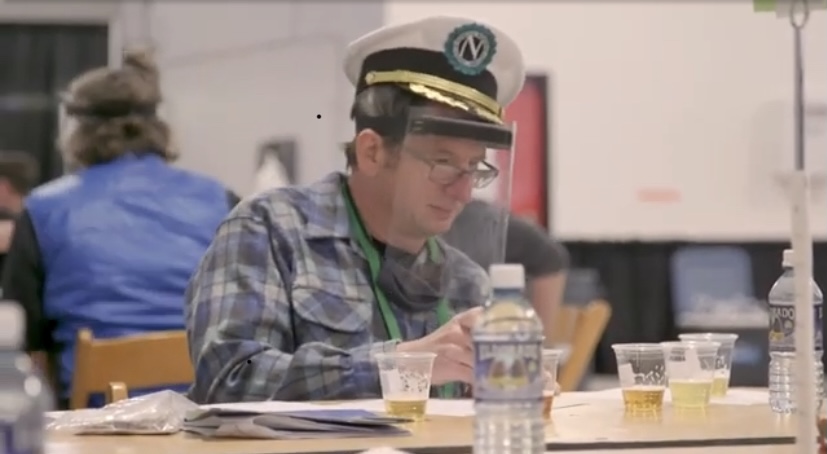 Jamie Floyd, co-founder of Ninkasi Brewing, judging at the 2020 Great American Beer Festival. (image courtesy of The Brewing Network)