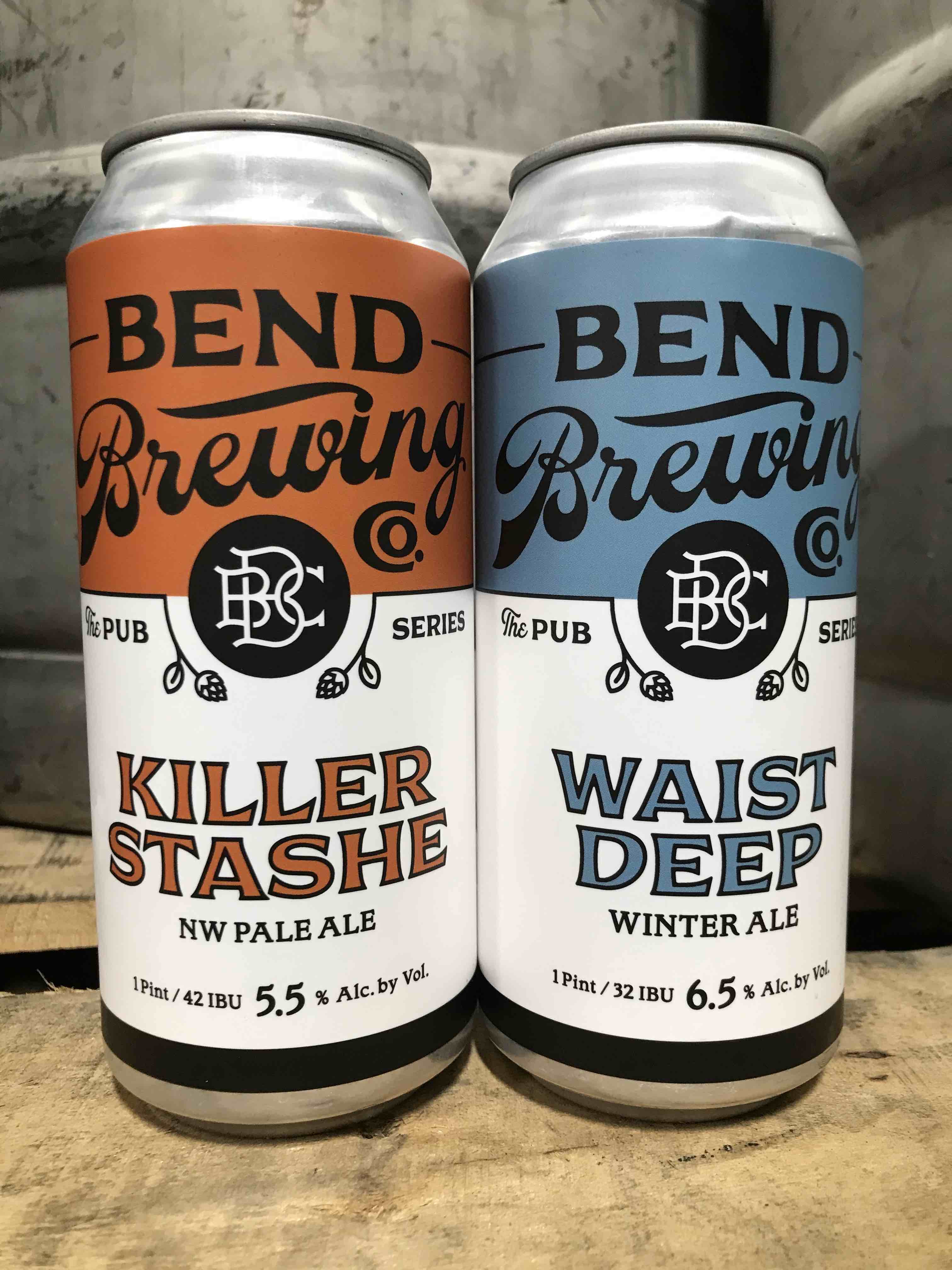 image of Killer Stashe NW Pale Ale and Waist Deep Winter Ale, part of the Bend Brewing Co.'s new Pub Series, courtesy of Bend Brewing Co.
