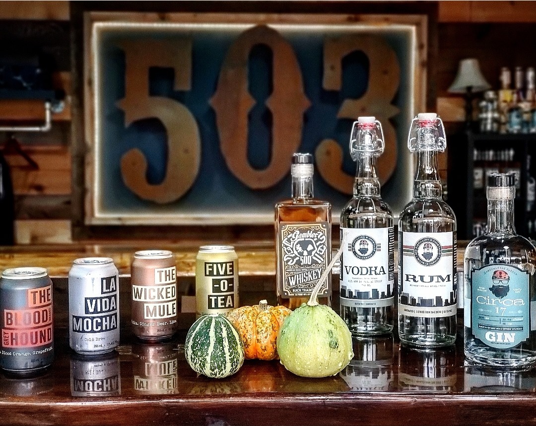 Part of the 503 Distilling lineup of canned cocktails and spirits. (image courtesy of 503 Distilling)