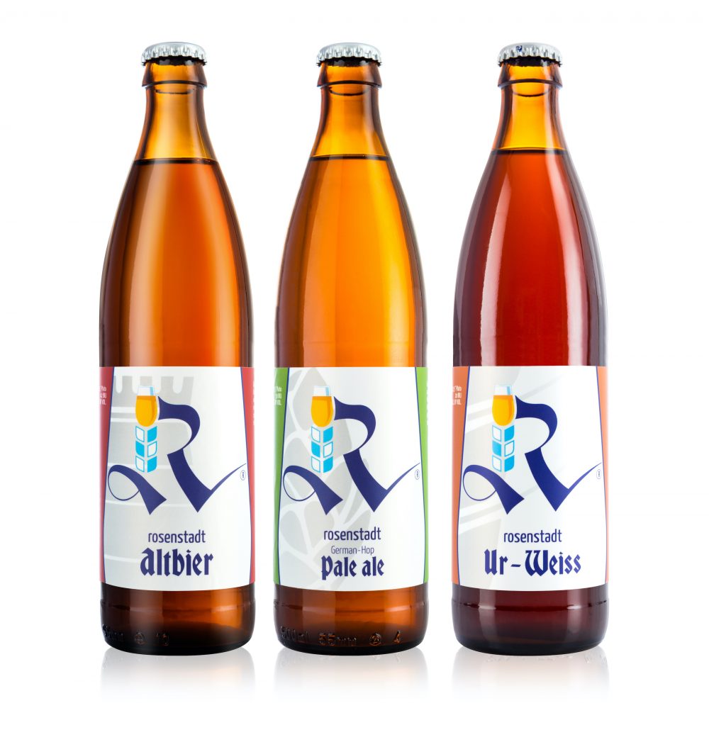 Rosenstadt Brewery Altbier, German Hop Pale Ale, and Ur-Weiss. (Larson Images @jonpdx)