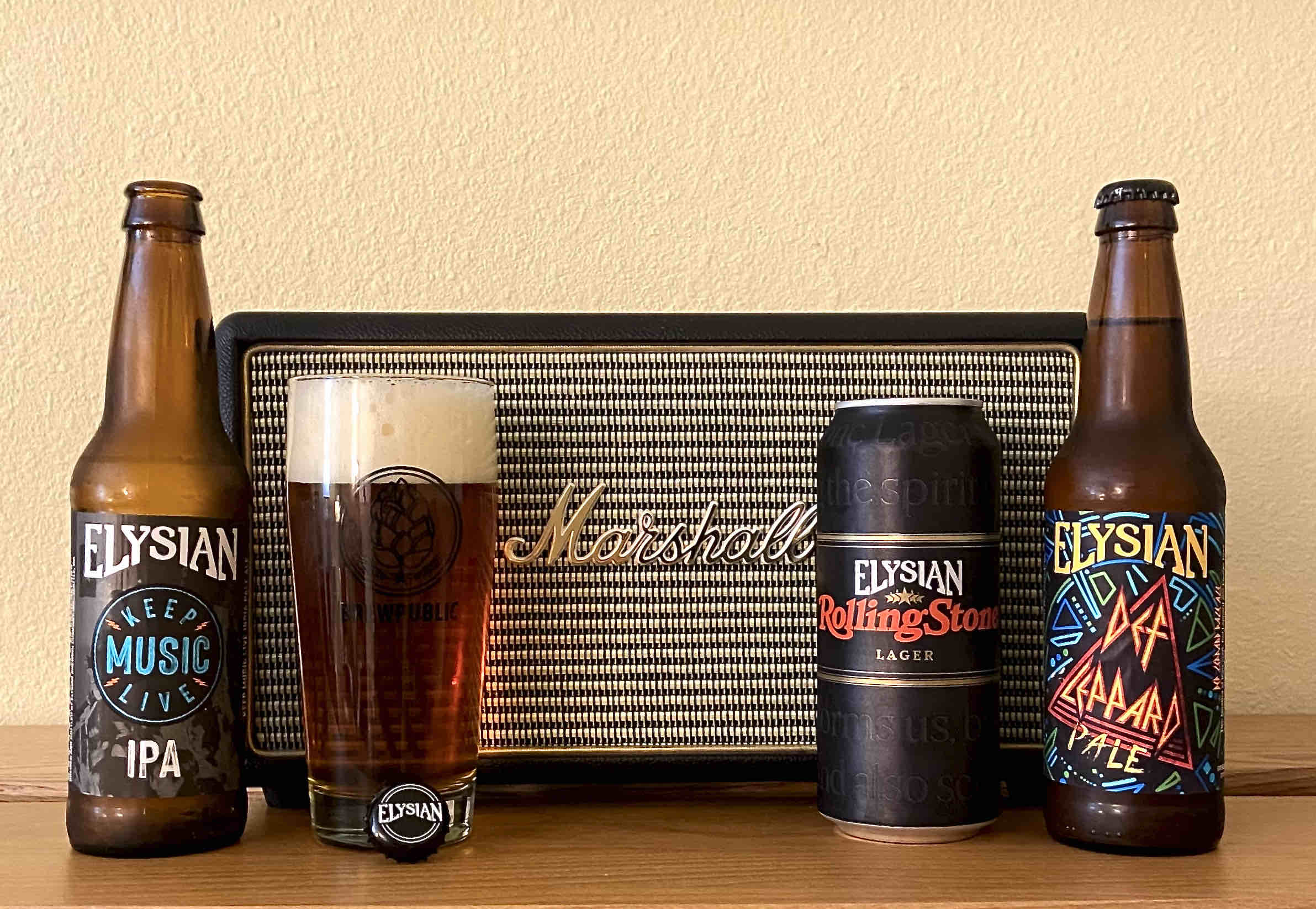 Elysian Brewing supports music with Keep Music Live IPA, Elysian & Rolling Stone Lager, and Def Leppard Pale.