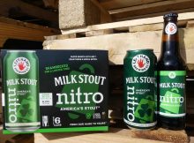 image of Milk Stout Nitro in a green can and green bottle courtesy of Left Hand Brewing