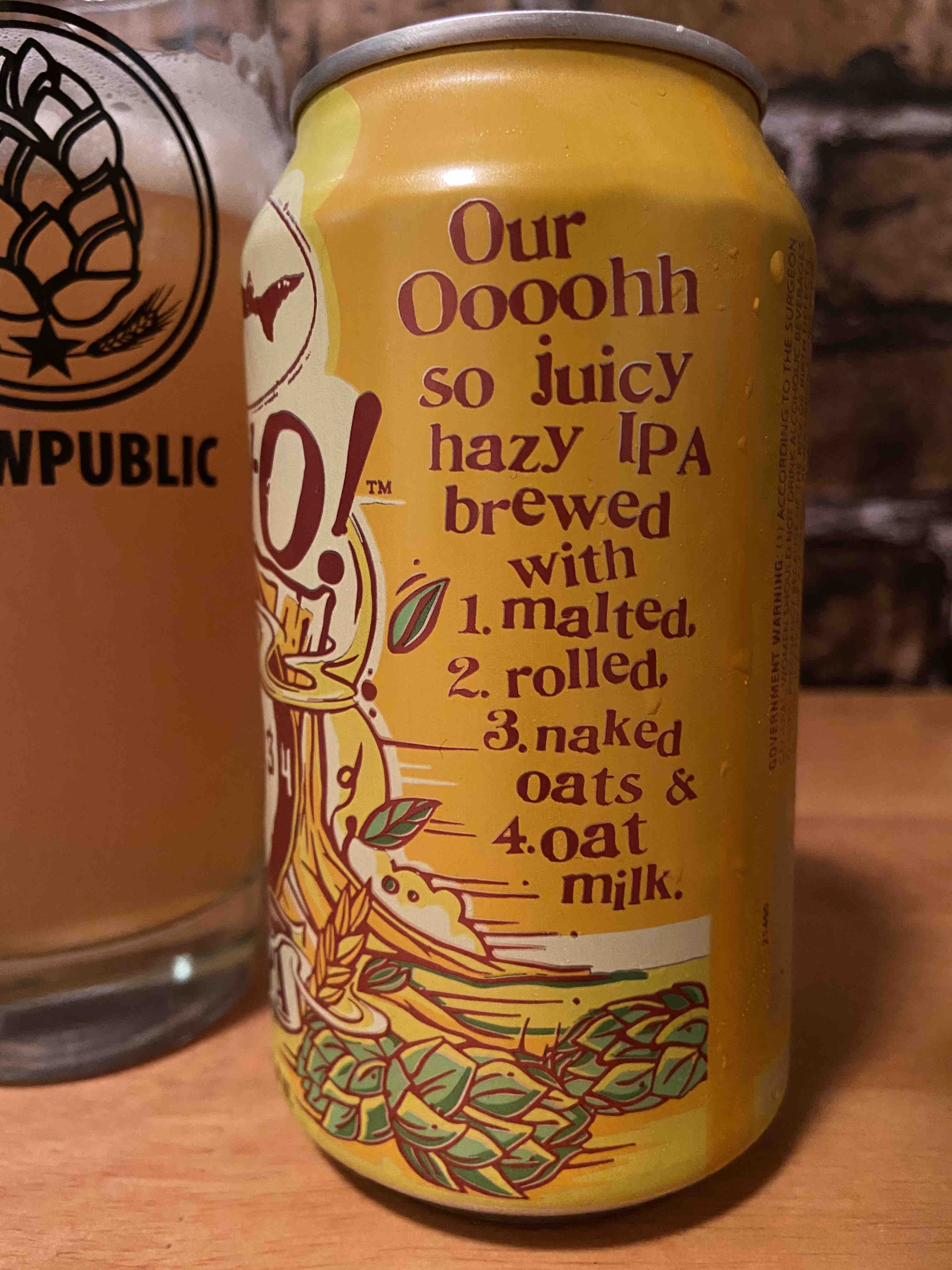 A look at the side of the can of Hazy-O! Hazy IPA from Dogfish Head Craft Brewery.