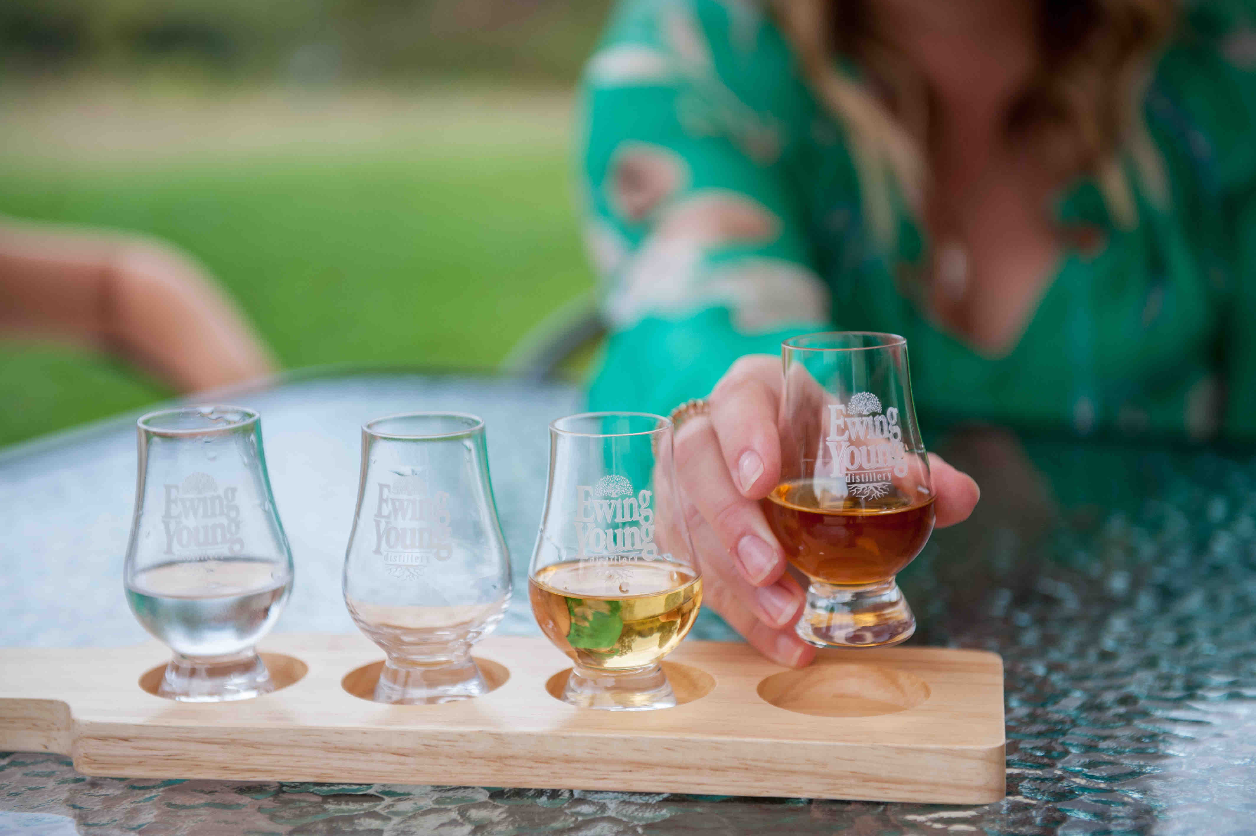 A flight at Ewing Young Distillery in Newberg, Oregon.(image courtesy of photographer Erica Davis)