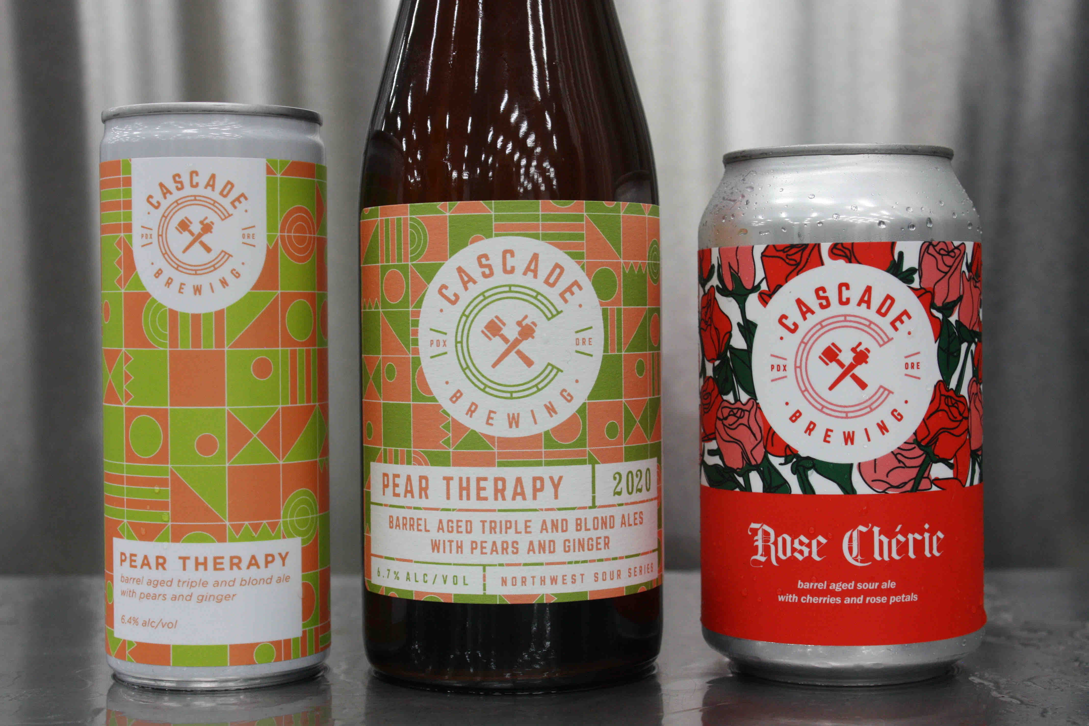 image of Pear Therapy and Rose Chérie courtesy of Cascade Brewing