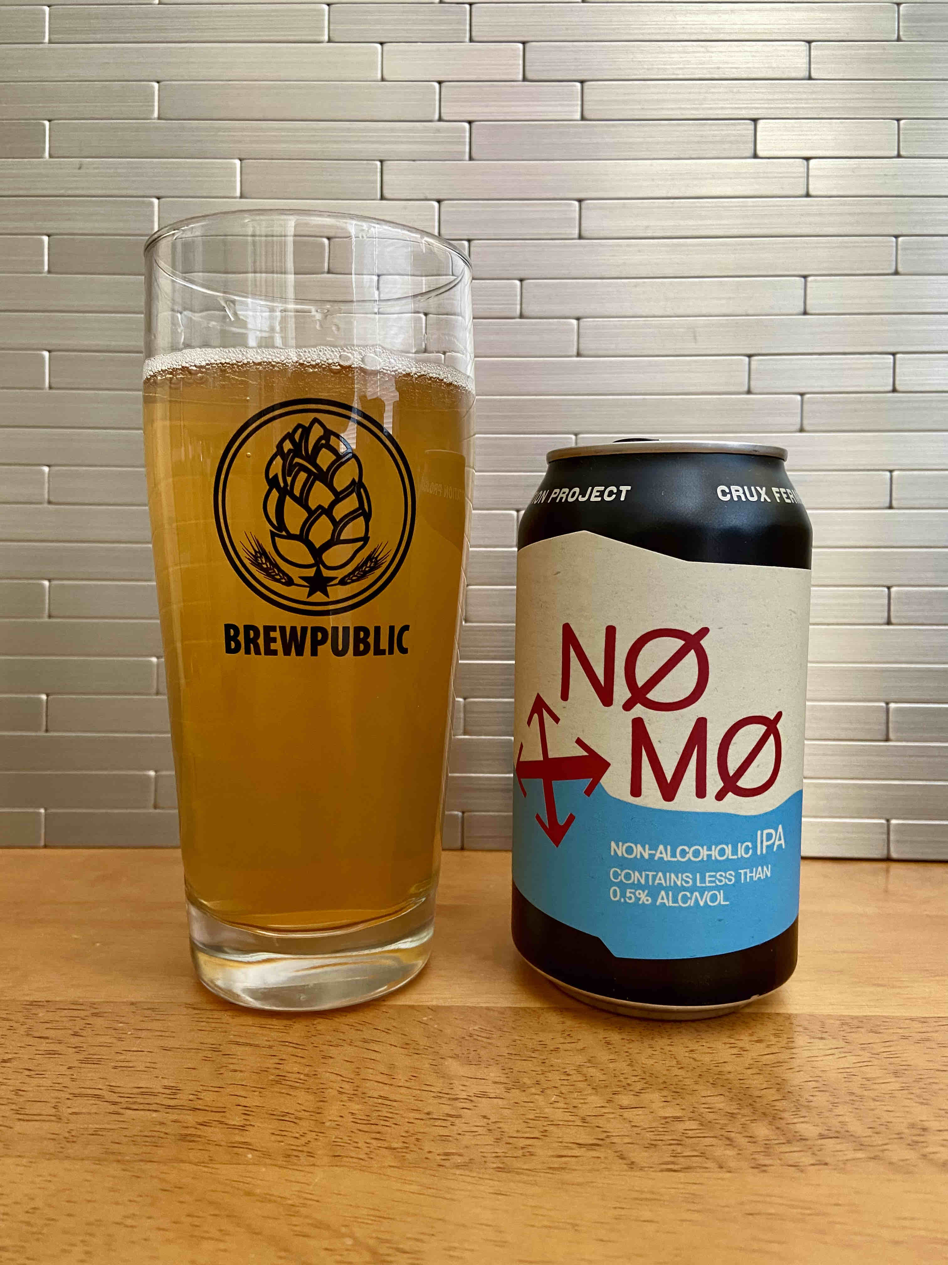 A pour of the new NØ MØ Non-Alcoholic IPA from Crux Fermentation Project