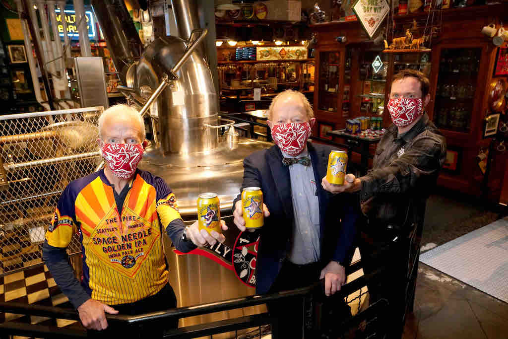 From left to right, Howard Wright, Charles Finkel, Pike Brewing Company founder and Drew Gillespie, Pike Brewing Company president.