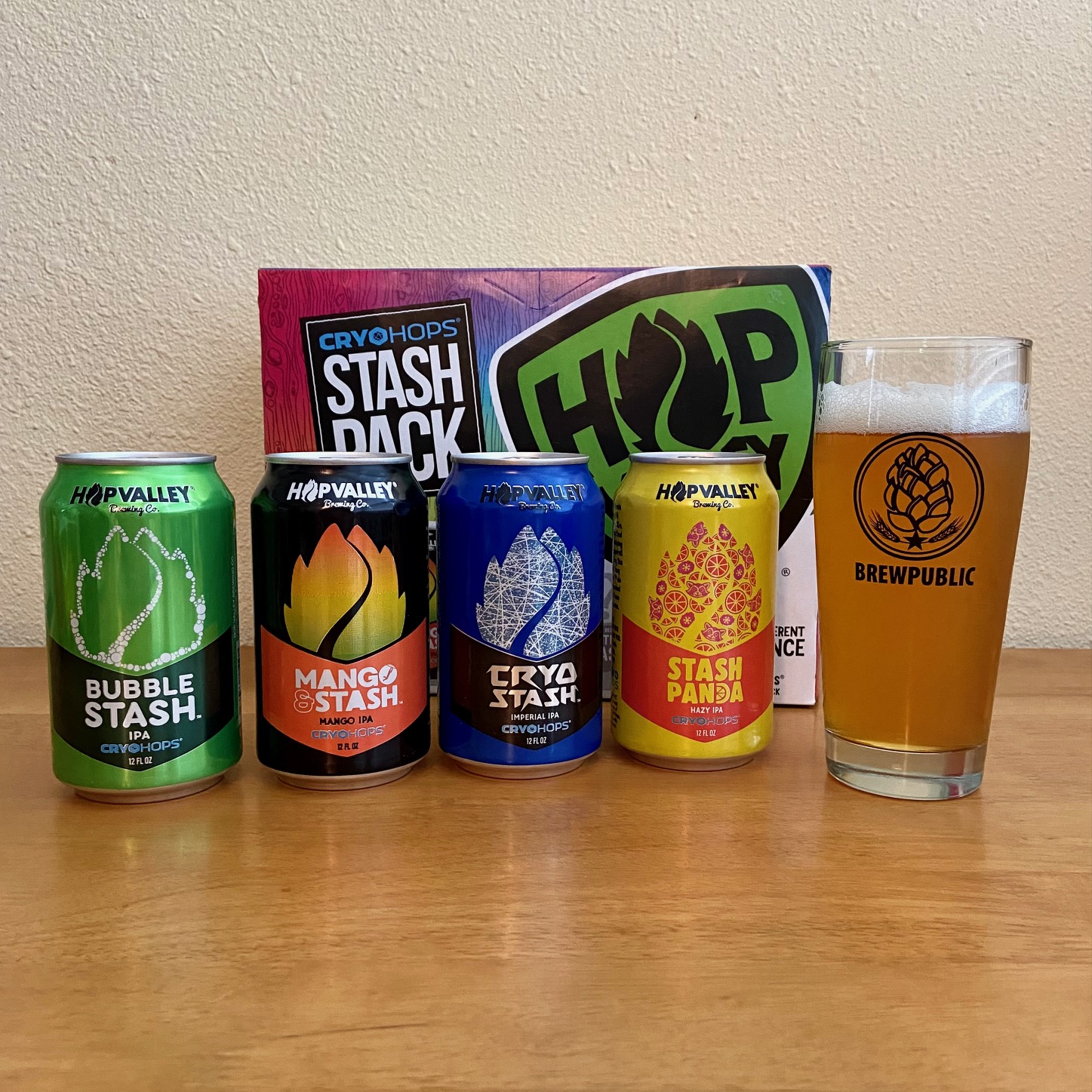 Hop Valley Brewing offers up the Cryo Hops Stash Pack that features Bubble Stash, Cryo Stash, Mango Stash. and the Mystery Stash that's currently Stash Panda.