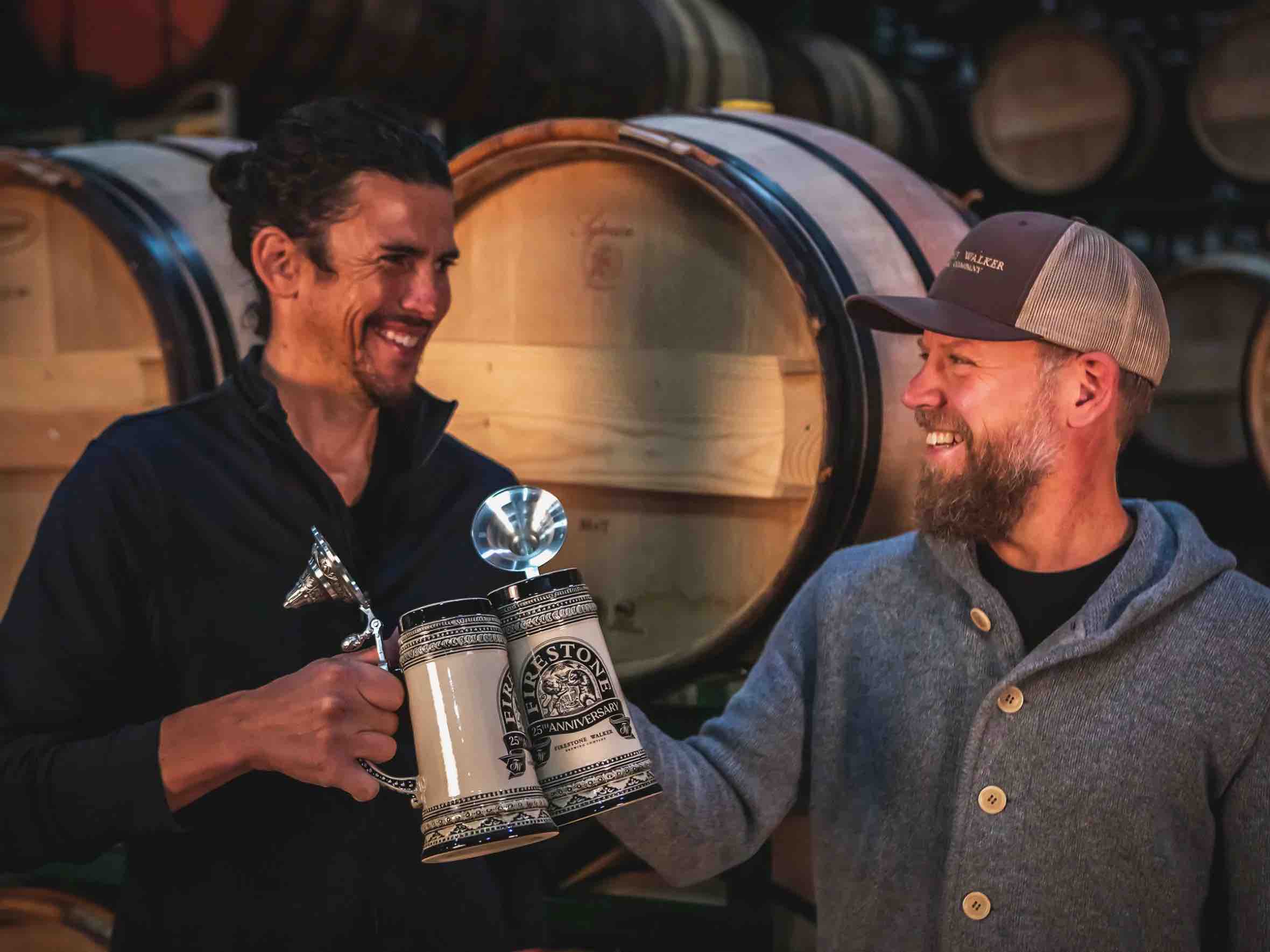 image of Eric Ponce and Matt Brynildson with Oaktoberfest Steins courtesy of Firestone Walker Brewing
