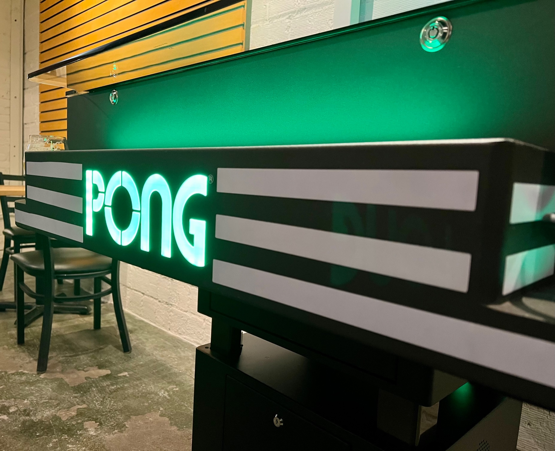 The classic arcade game Pong is available to play at the Level 3 Taproom.