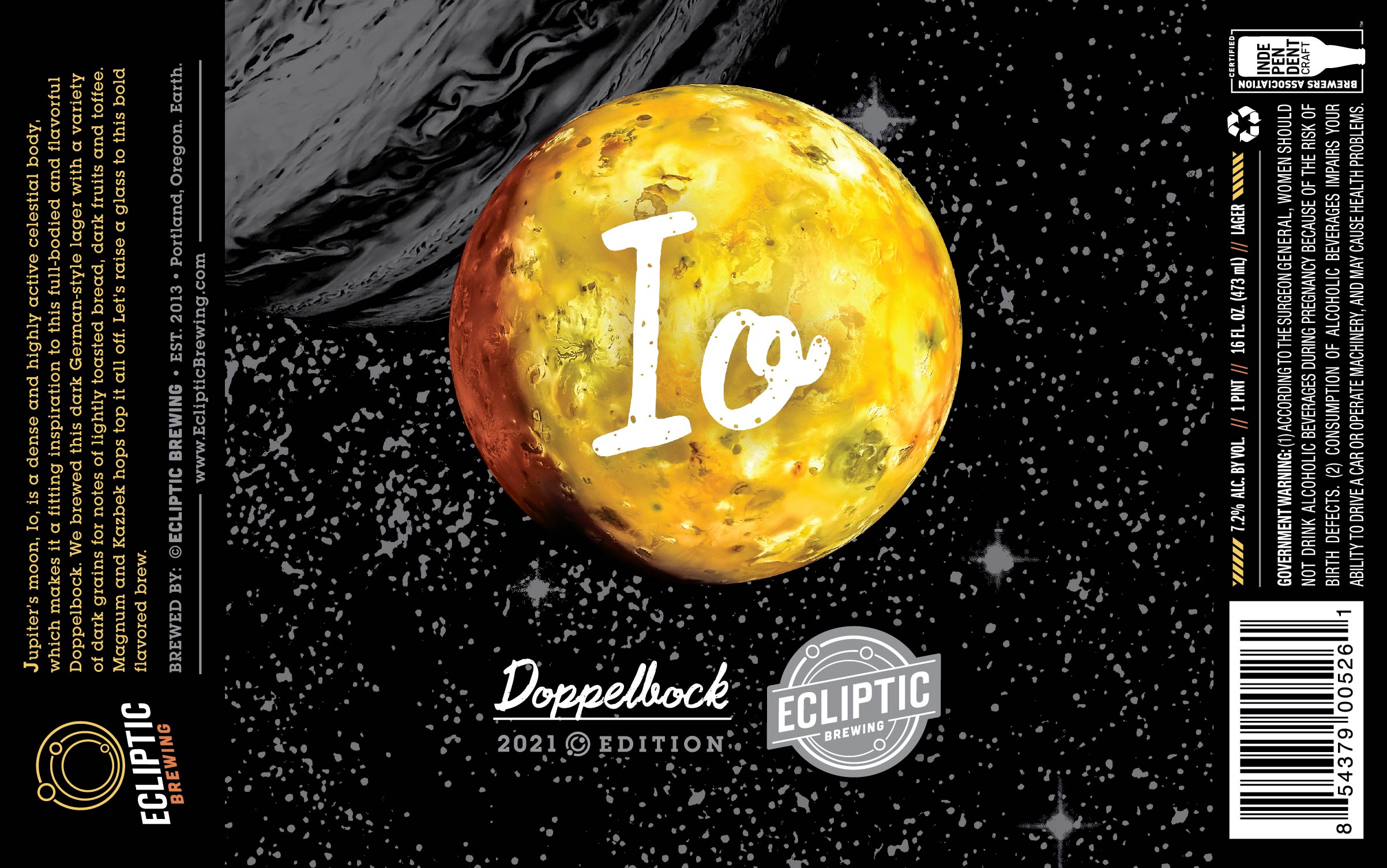Ecliptic Brewing Io Doppelbock Label