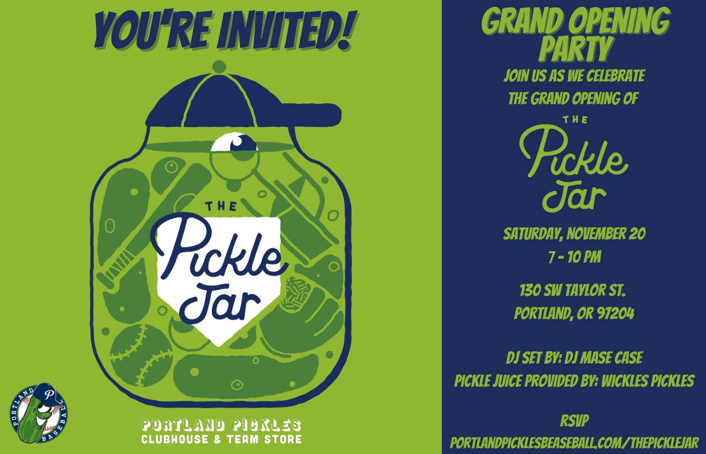 Portland Pickles to host the Grand Opening of The Pickle Jar in downtown Portland.