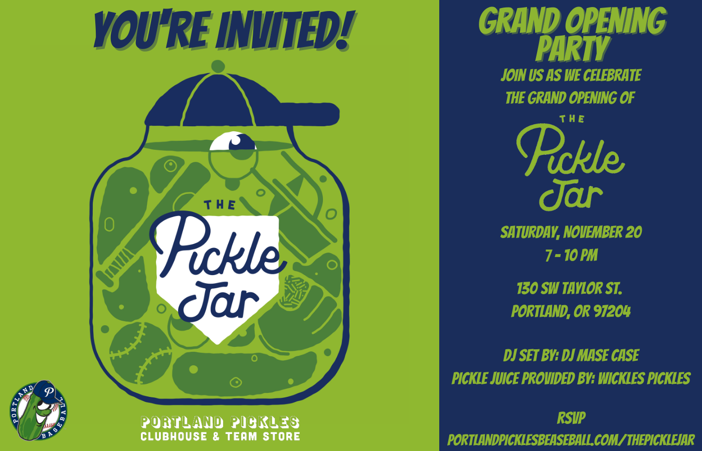 Portland Pickles To Host The Grand Opening Of The Pickle Jar In Downtown Portland. 