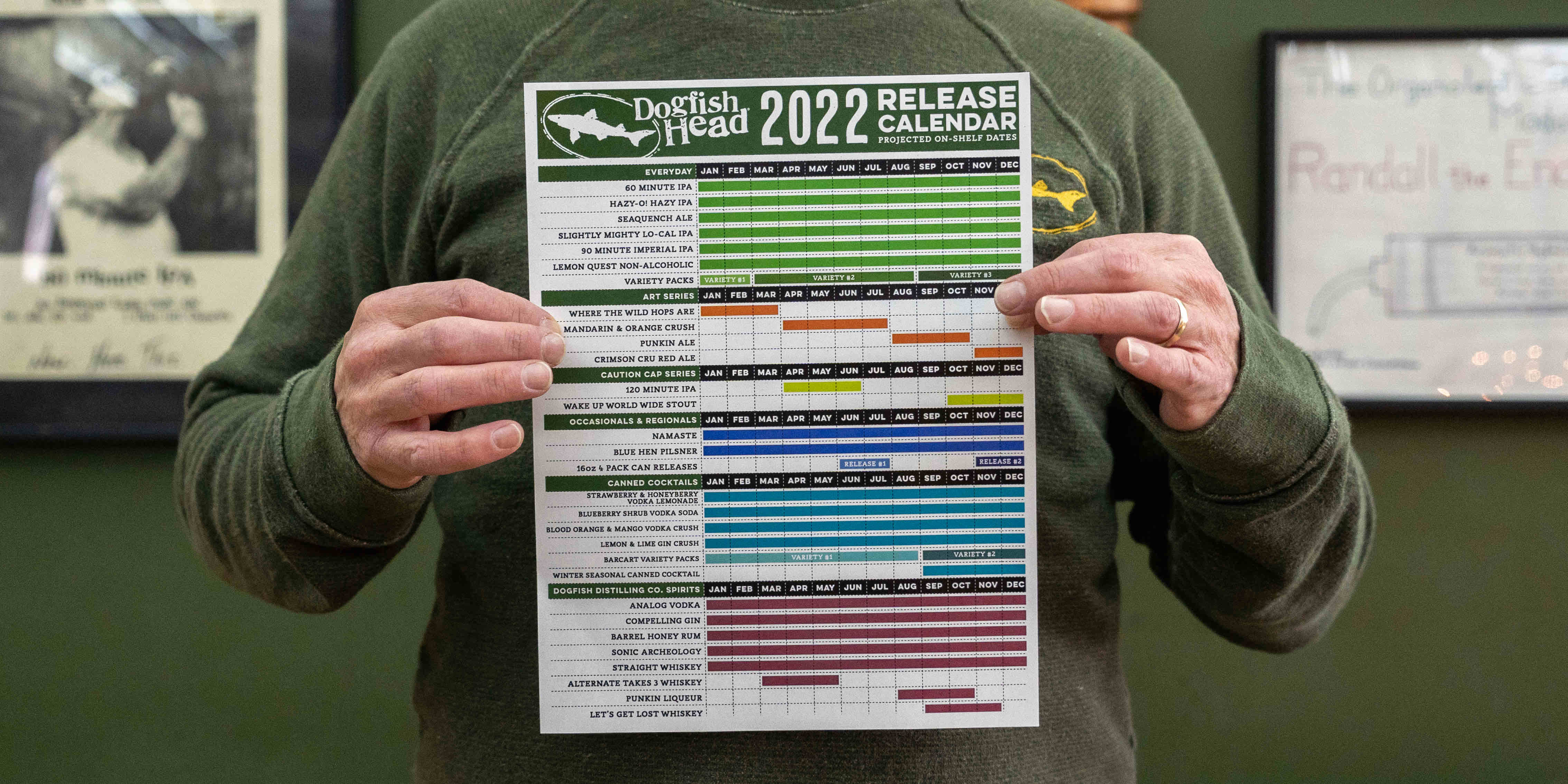 image of 2022 Beverage Calendar courtesy of Dogfish Head Craft Brewery
