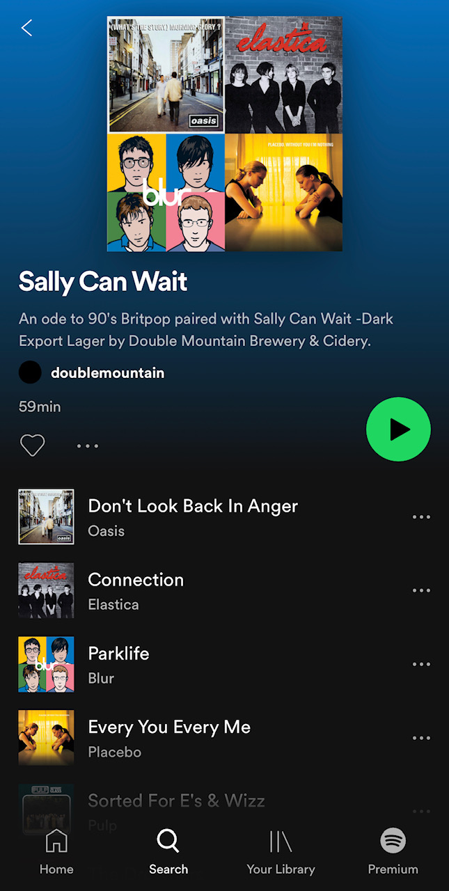 Double Mountain Brewery's Sally Can Wait Spotify Playlist.