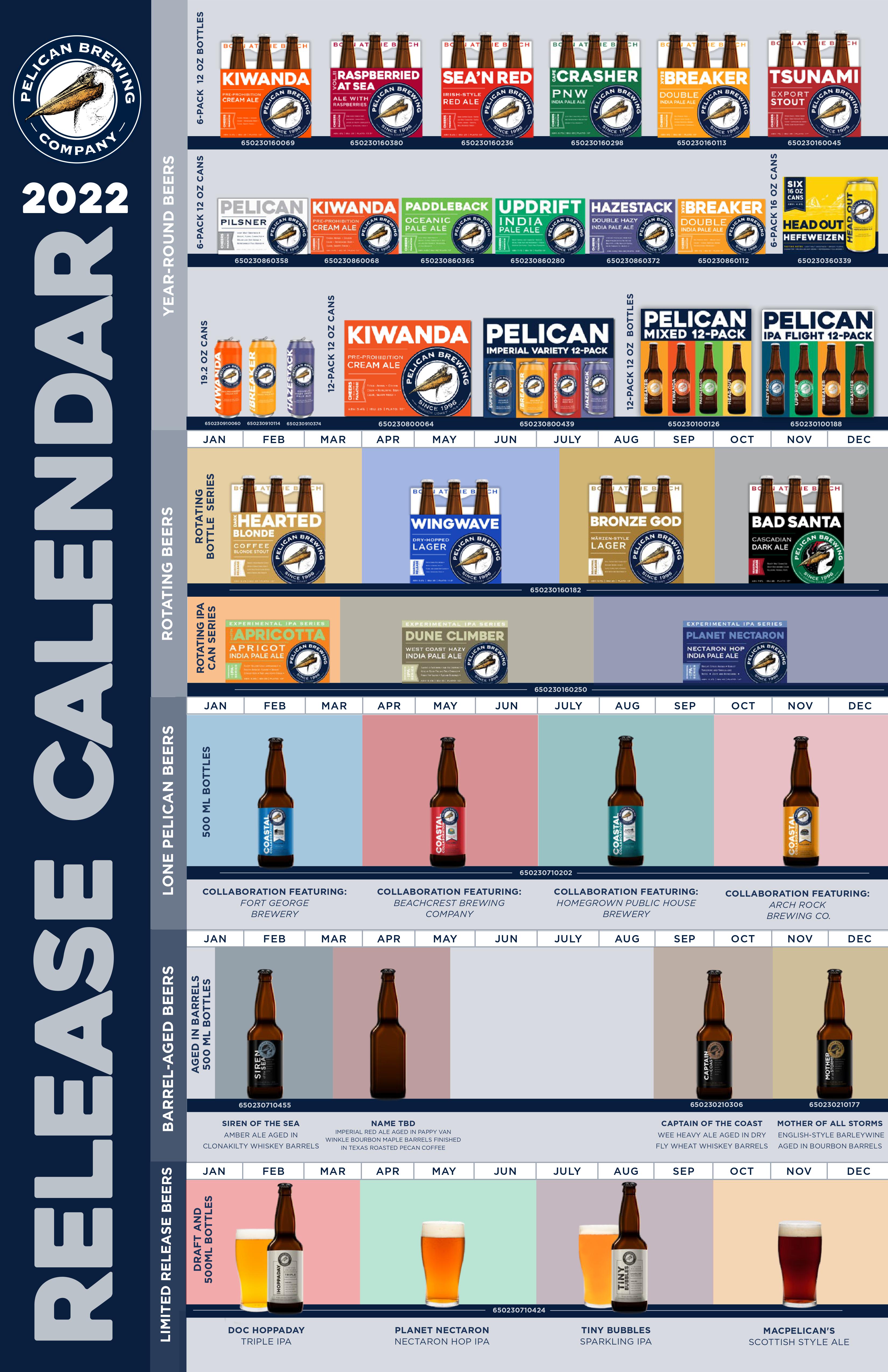 Pelican Brewing 2022 Beer Release Calendar