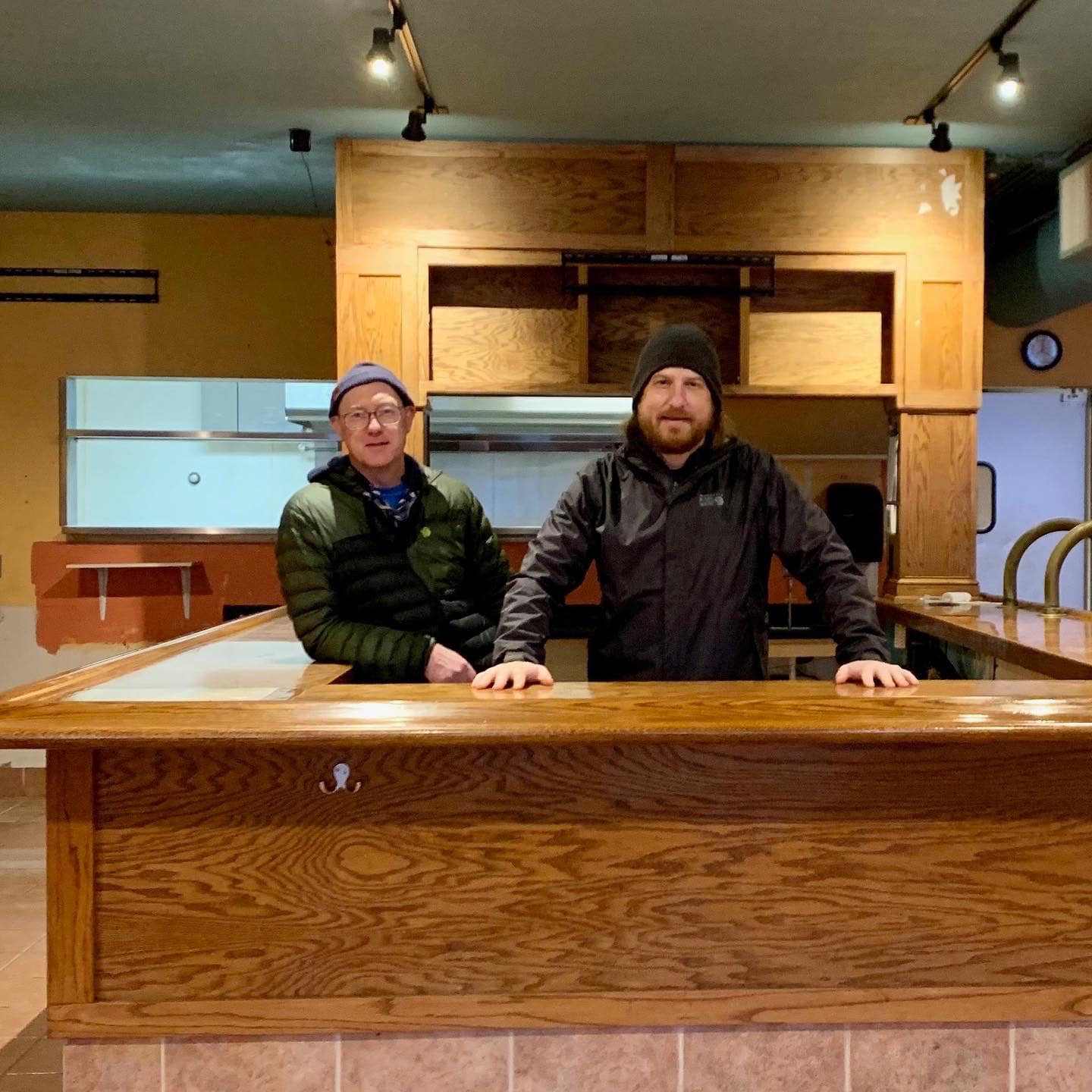 Gigantic Brewing co-founders Van Havig and Ben Love behind the bar of the forthcoming third location of Gigantic Brewing at at 4343 SE Hawthorne Blvd in Portland, Oregon. (image courtesy of Gigantic Brewing)