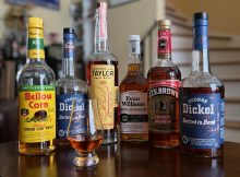 A selection of Bottled in Bond offerings from Mellow Corn, George Dickel, E.H. Taylor, Evan Williams, and J.T.S. Brown.