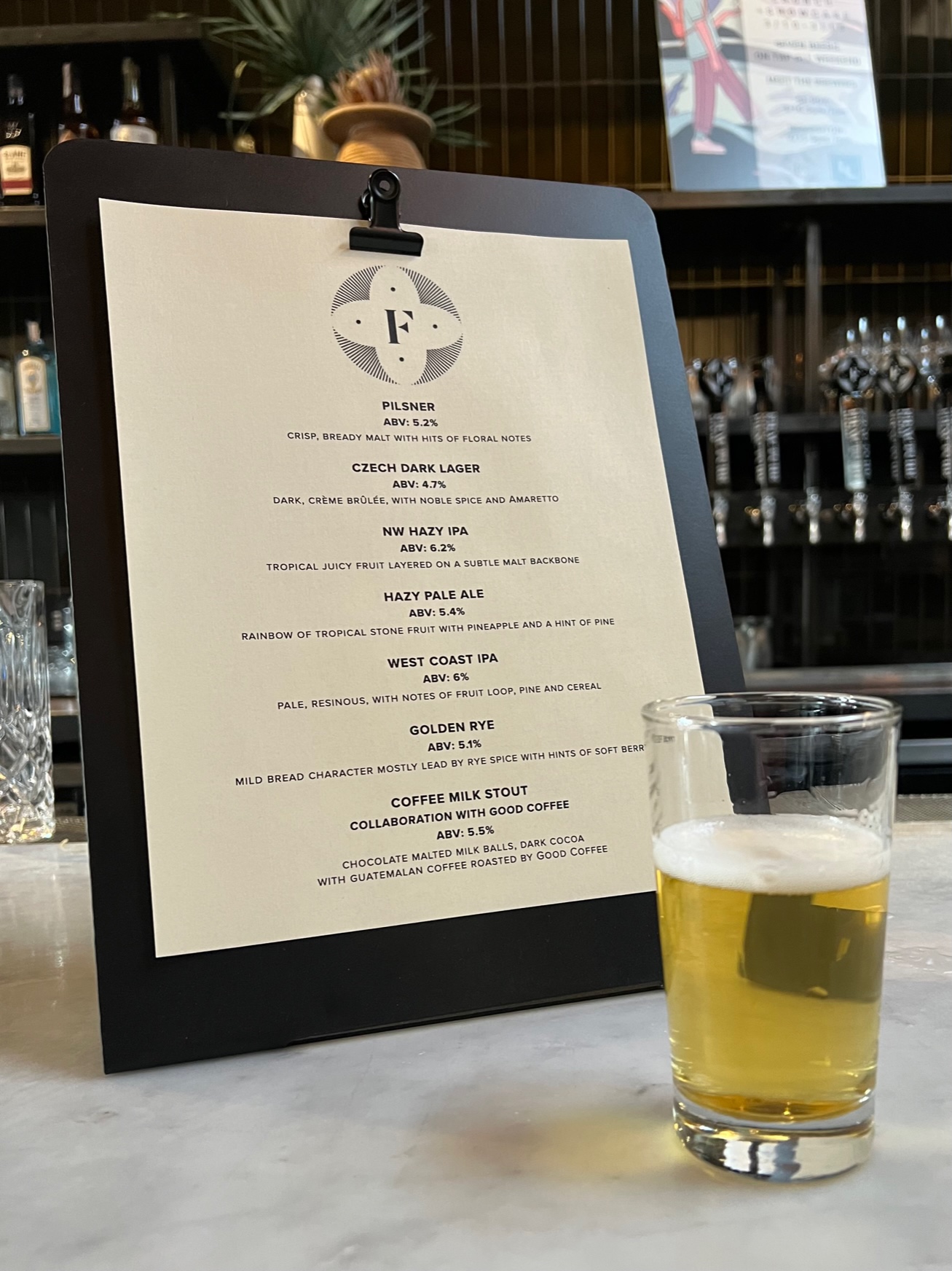 Fracture Brewing tap list during a preview event earlier this week.