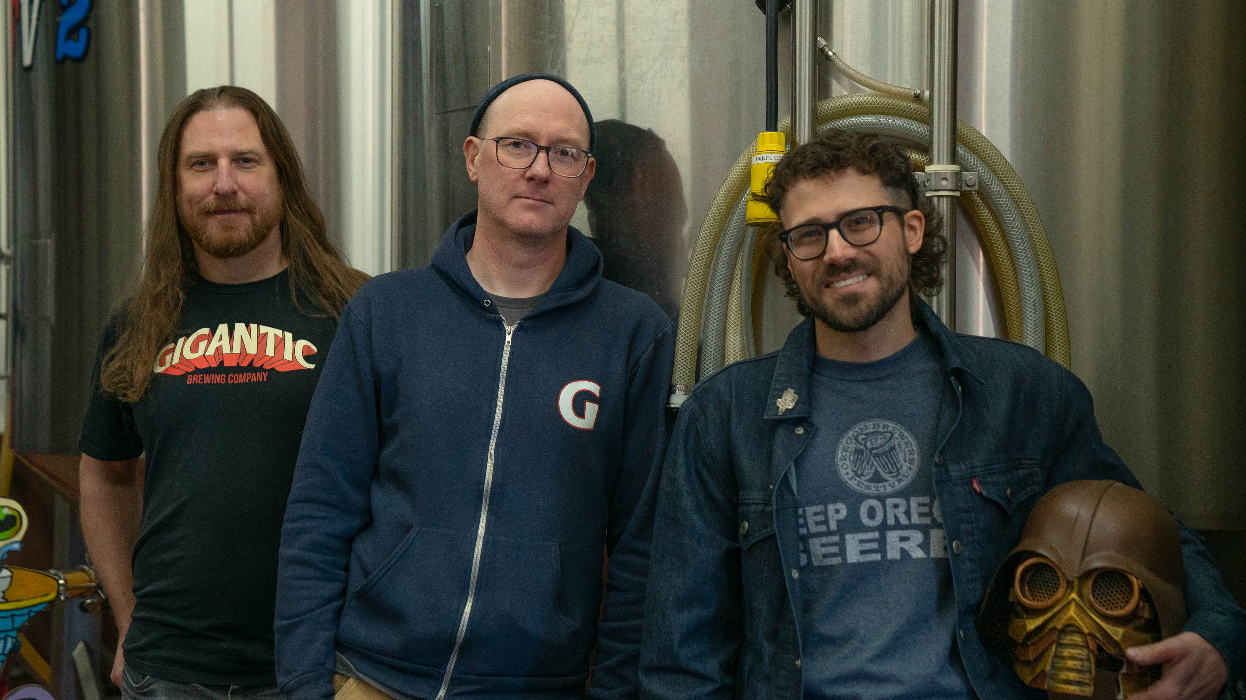 image of Ben Love, Van Havig, and Brian Kidd aka The Unipiper courtesy of Gigantic Brewing