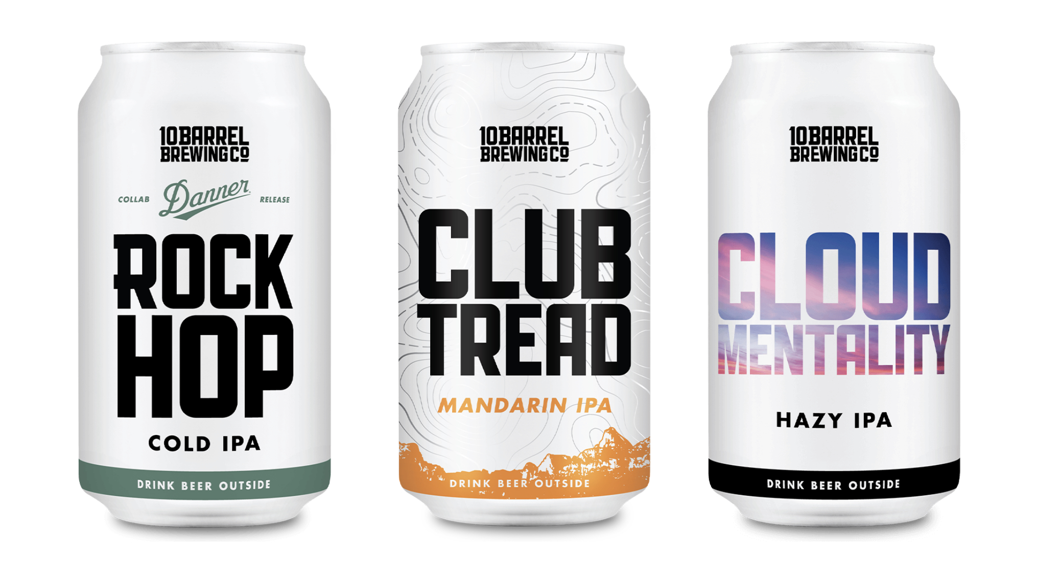 10 Barrel Brewing Rock Hop Cold IPA, Club Tread Mandarin IPA and Cloud Mentality Hazy IPA