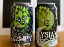 A can of the new Dank Dust IPA next to a can of Elysian Brewing's popular Space Dust IPA.