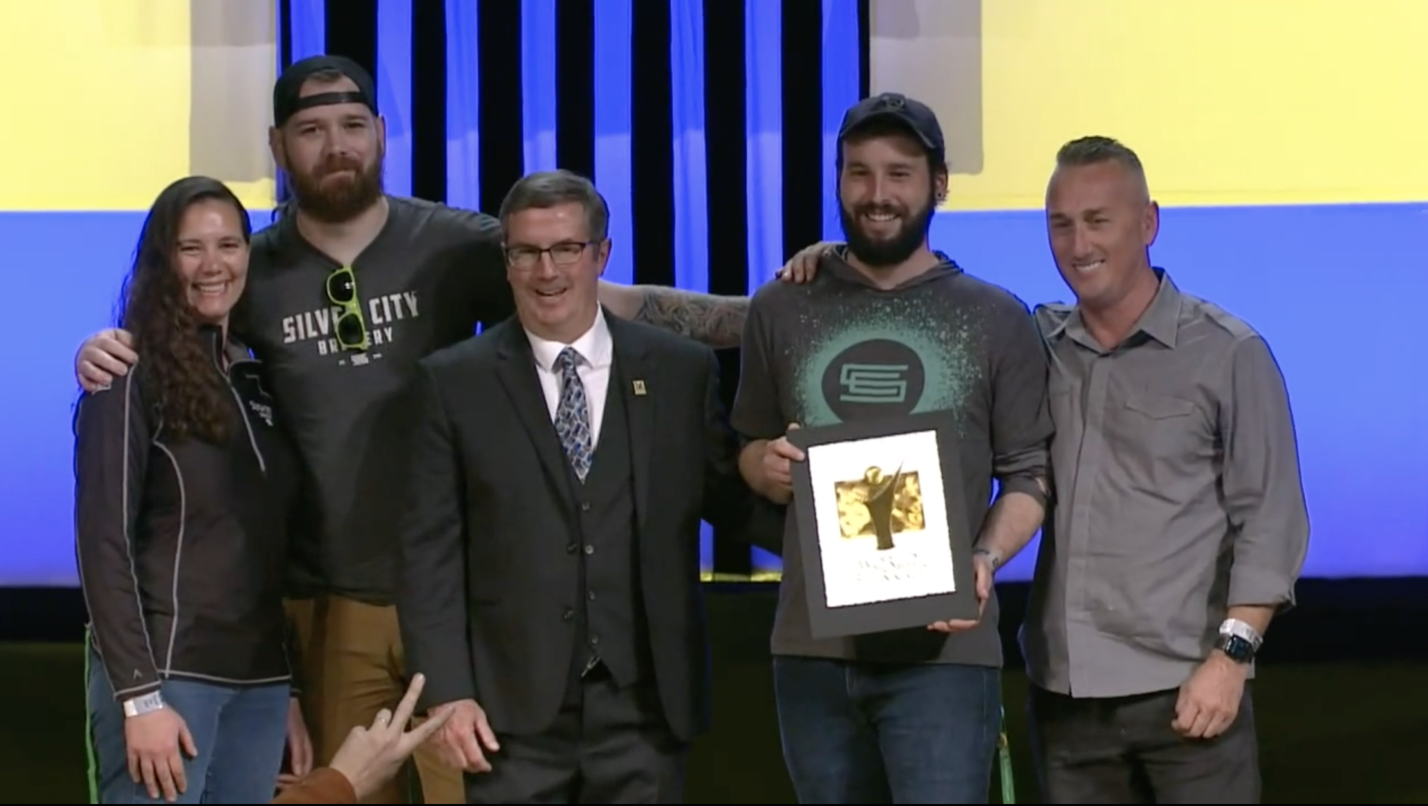 Silver City Brewery accepting their Gold Award at the 2022 World Beer Cup.
