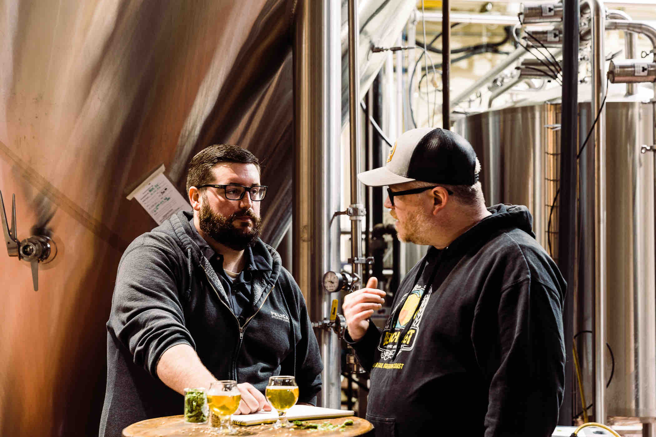 image of Matt White of Beachcrest Brewing and Scott Mohr of Pelican Brewing creating Coastal Collaboration Volume II courtesy of Pelican Brewing Company
