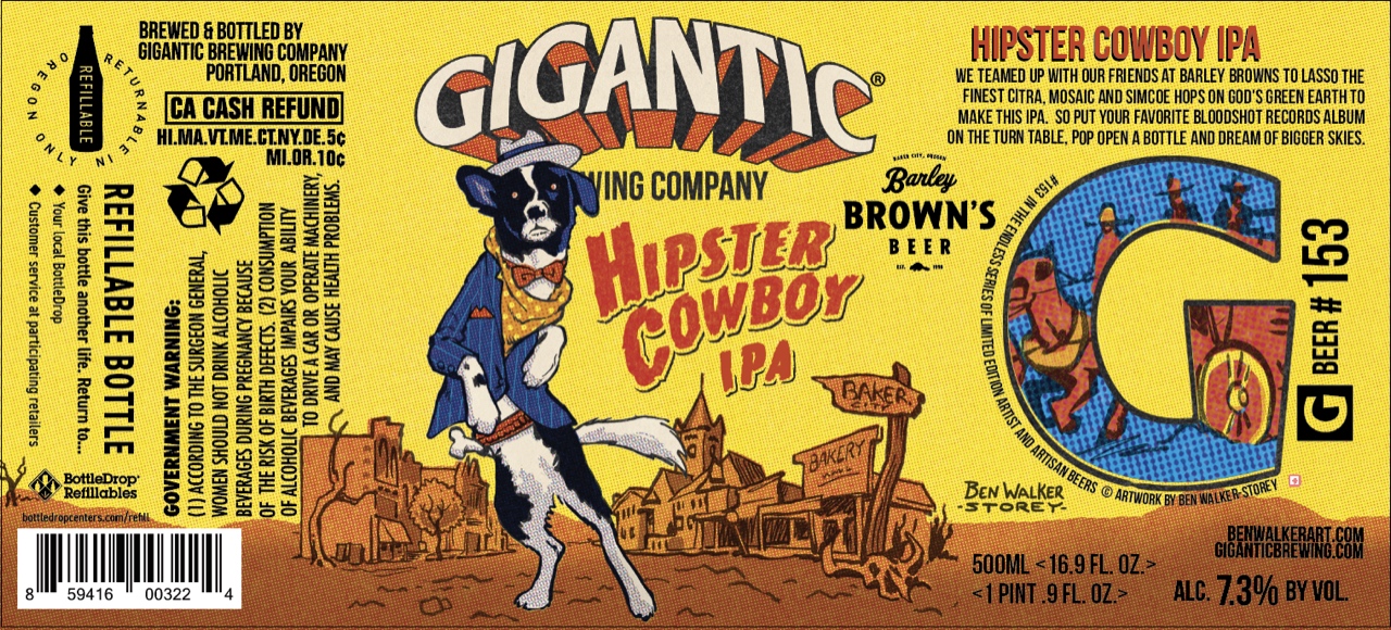 Gigantic Brewing + Barley Brown's Beer Hipster Cowboy IPA