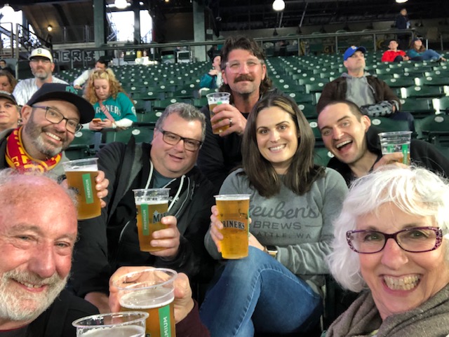 The team from Reuben's Brews and Chuckanut Brewery at a Mariners game. (image courtesy of Chuckanut Brewery)