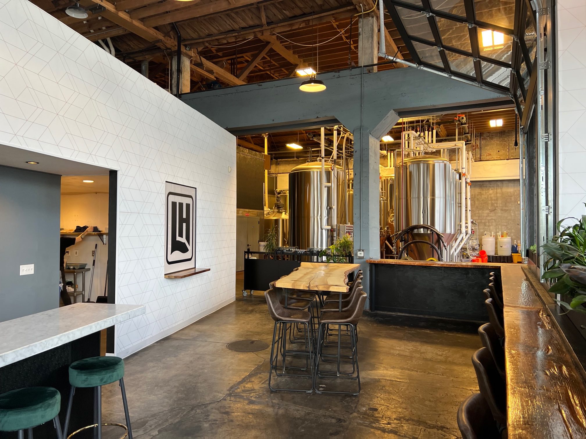Views of the brewhouse can be had from that taproom at Living Haüs Beer Co.