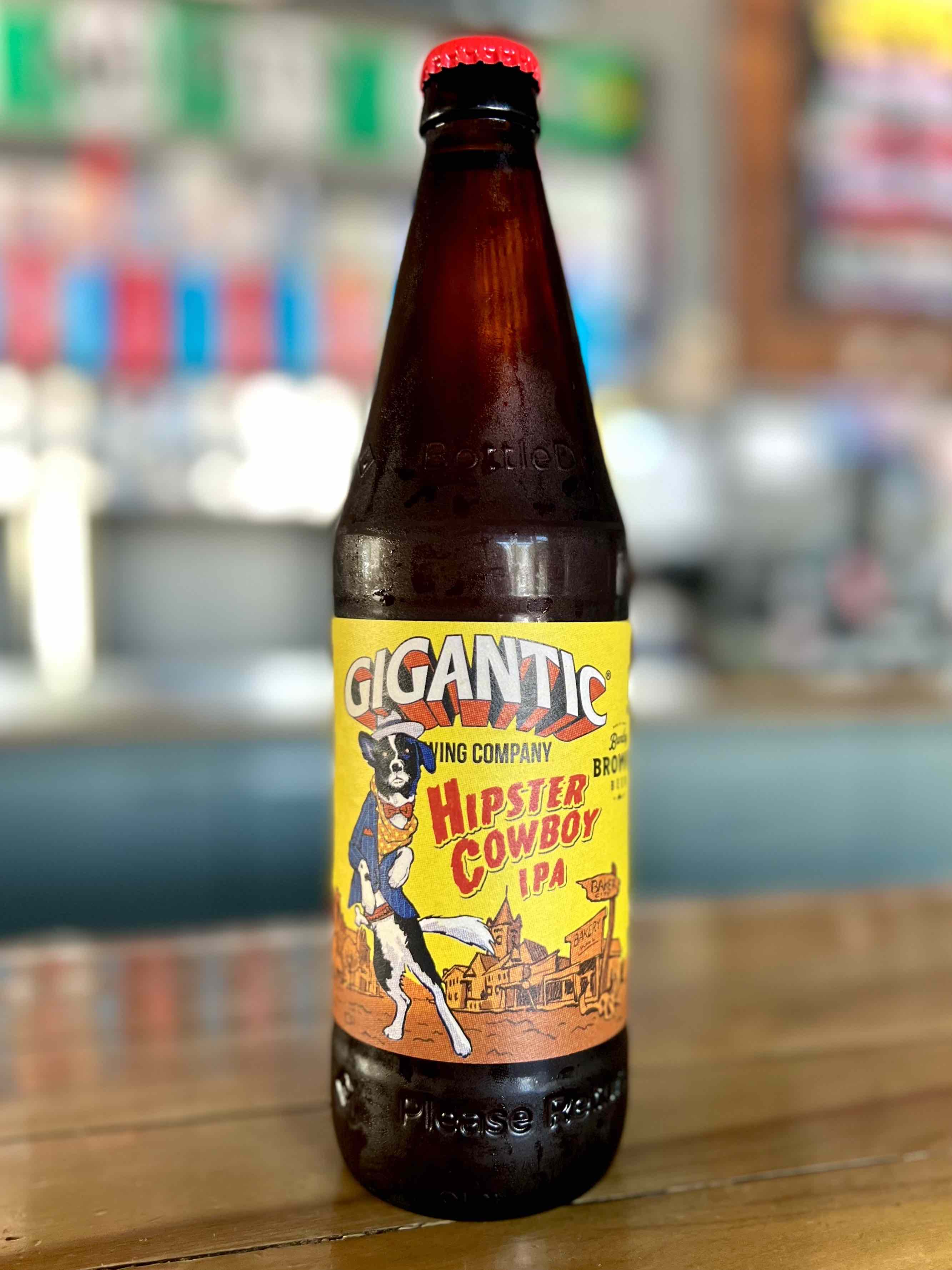 image of the bottle of Hipster Cowboy IPA courtesy of Gigantic Brewing