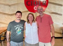 Deron Davenport, Lynda Parrish, and Jeff Parrish at Portland Cider Westside Pub in the new West End District in Beaverton, Oregon.