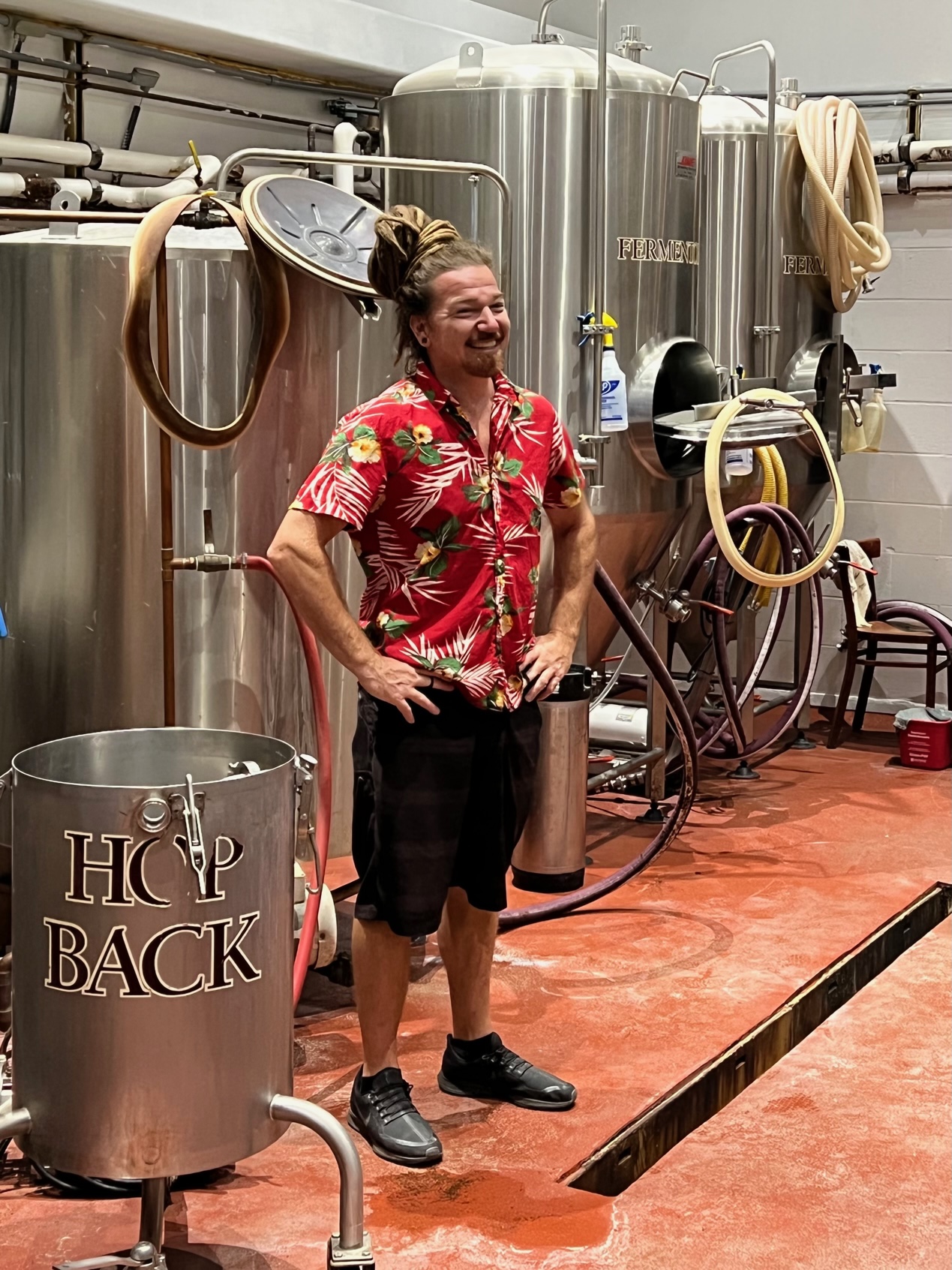 Erick Russ of Pono Brewing showing us around the brewery at Pono Brew Labs.