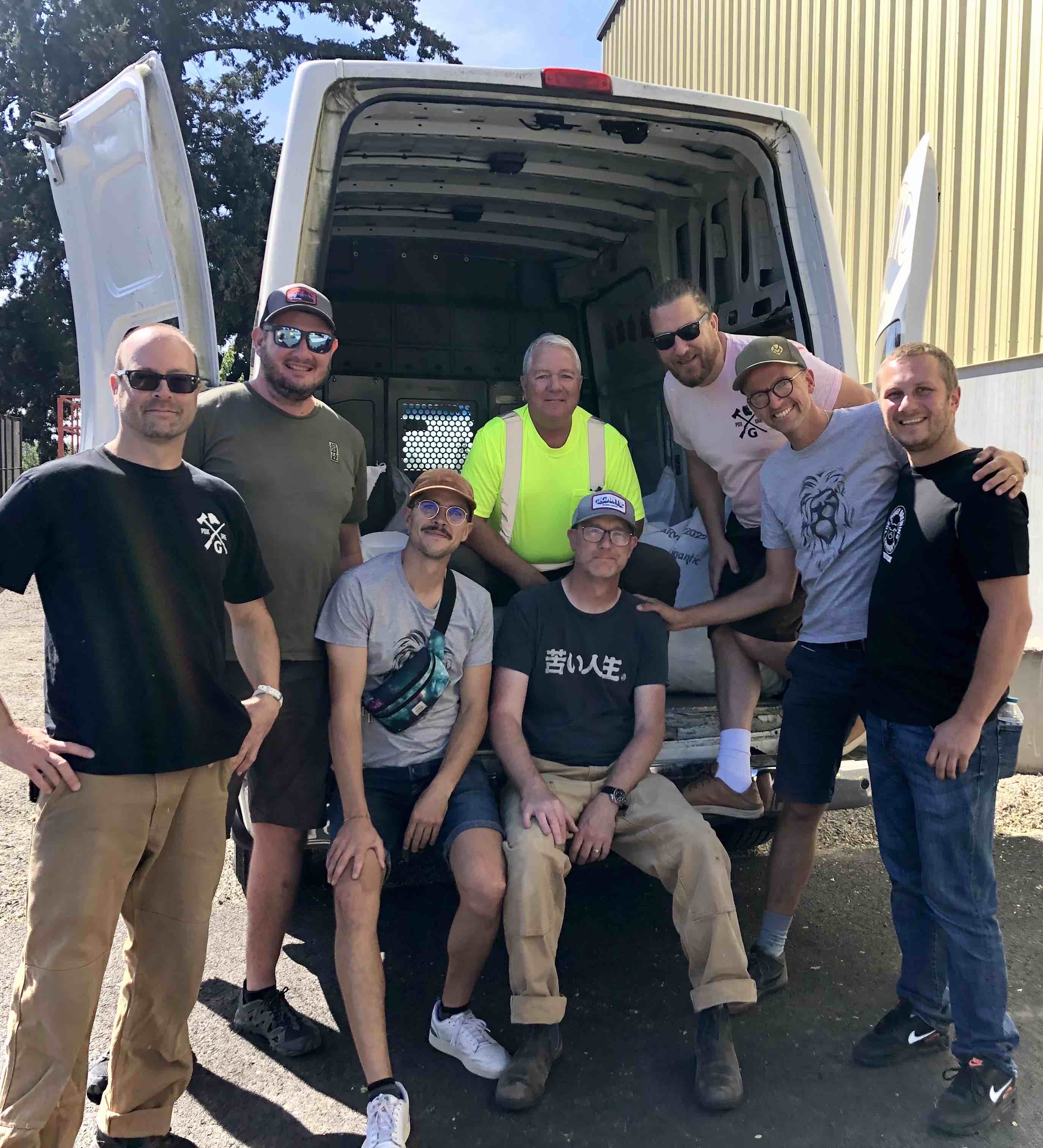 Gigantic Brewing with French Brewers at Sodbuster Farms. (image courtesy of Gigantic Brewing)