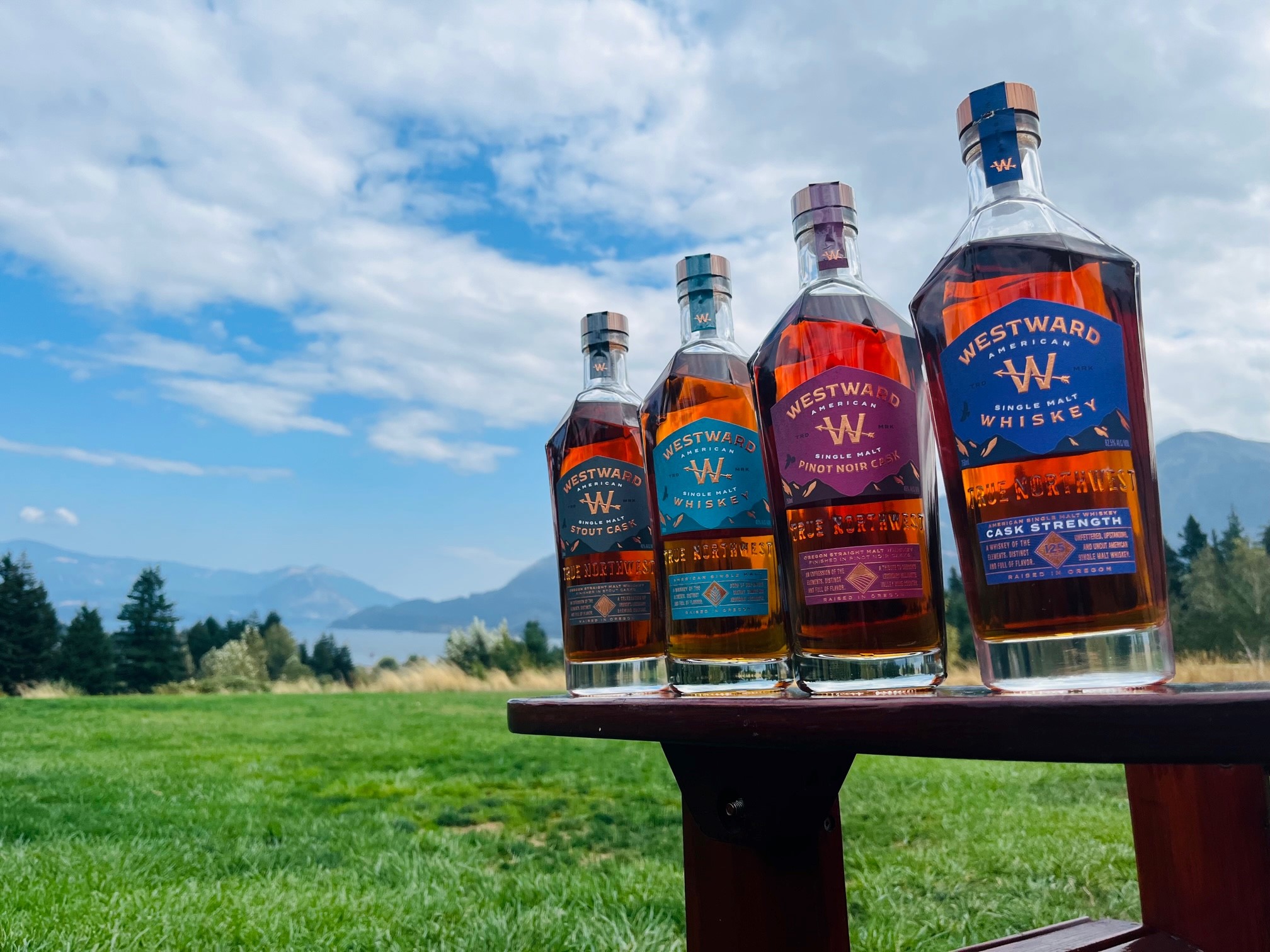image of bottles of Westward Whiskey courtesy of Skamania Lodge