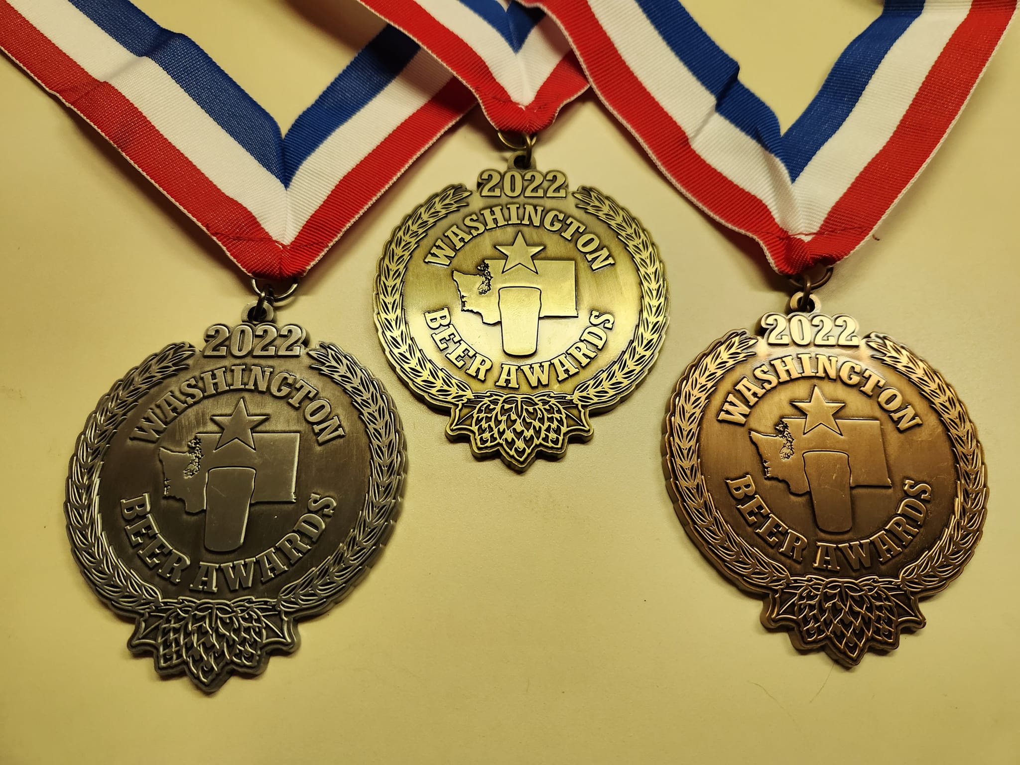 image of 2022 medals courtesy of the Washington Beer Awards