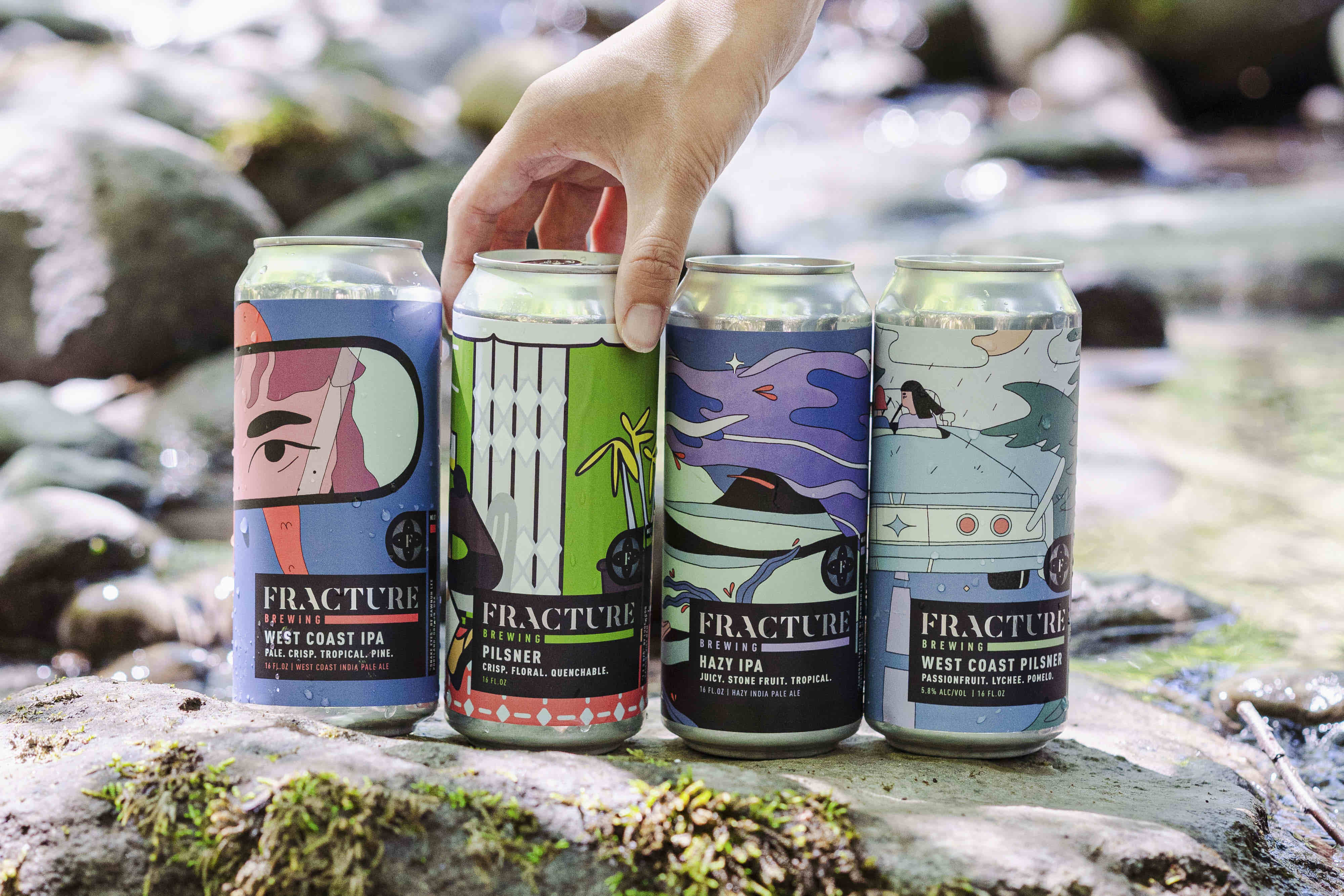 Fracture Brewing’s packaged beers are available at Portland-area New Seasons, Market of Choice, and Green Zebra, plus a plethora of local beer shops. (image courtesy of Fracture Brewing)