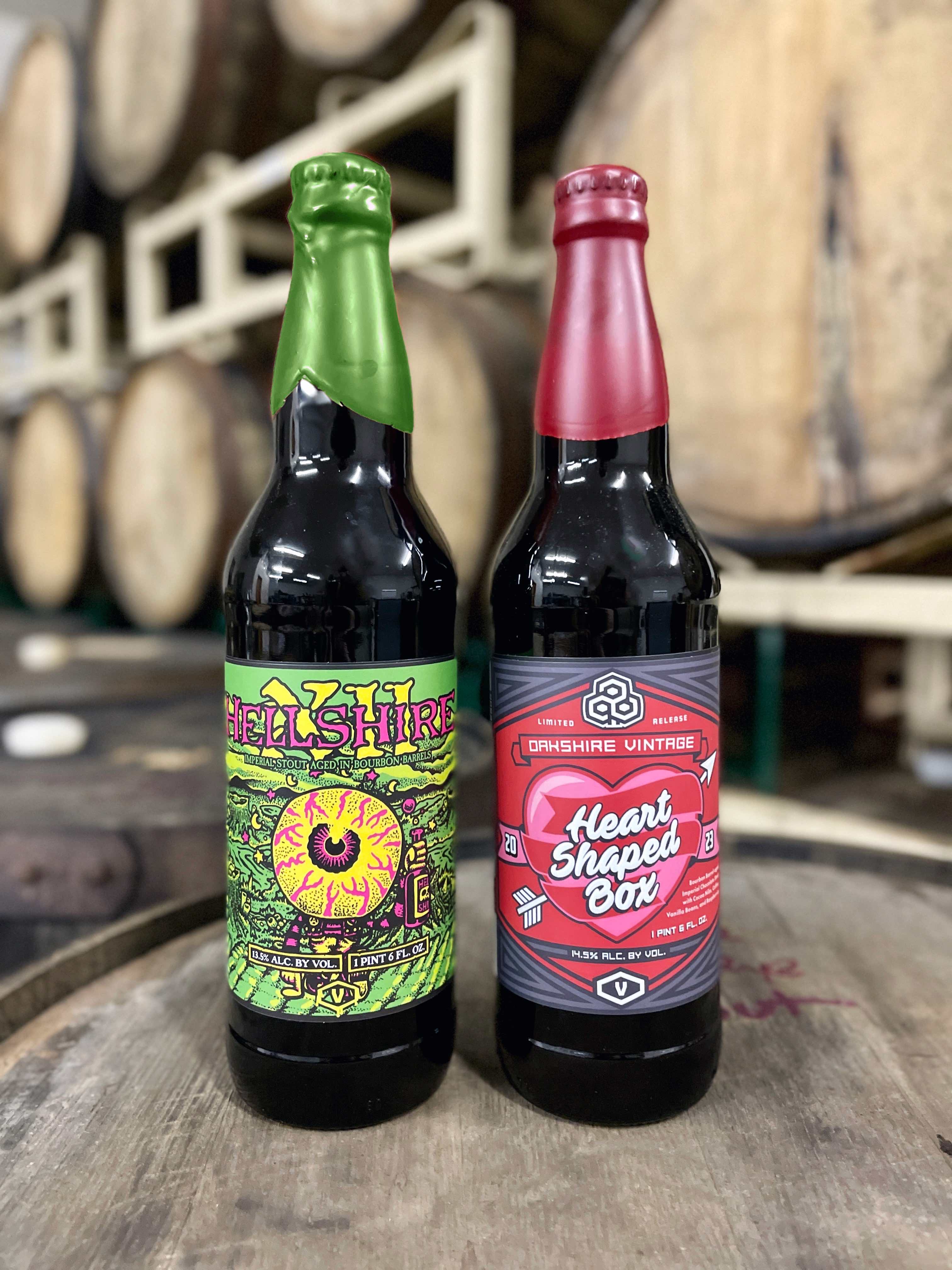 image of Hellshire XII and Hear Shaped Box courtesy of Oakshire Brewing