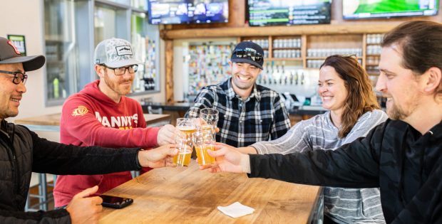 The teams from Bale Breaker Brewing and Georgetown Brewing collaborating on Frenz. (image courtesy of Bale Breaker Brewing)