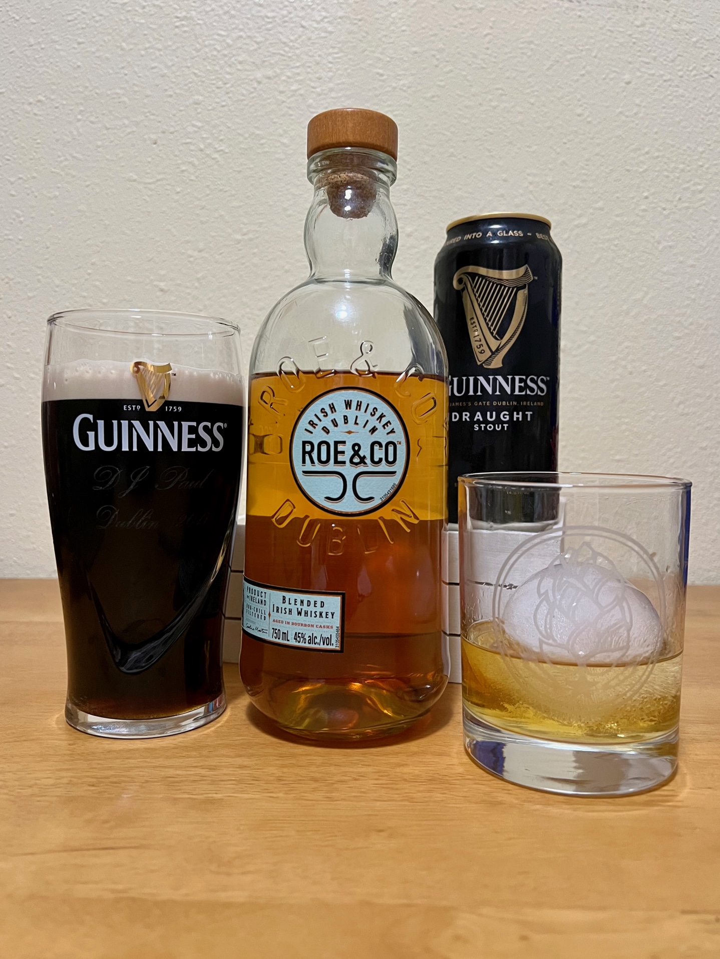One simple cocktail that can be created is an Irish Boilermaker. All it requires is a dram of Roe & Co and a can of Guinness Draft! Pour Roe & Co neat or in a rocks glass and pour the Guinness Draft in a pint glass. Enjoy!