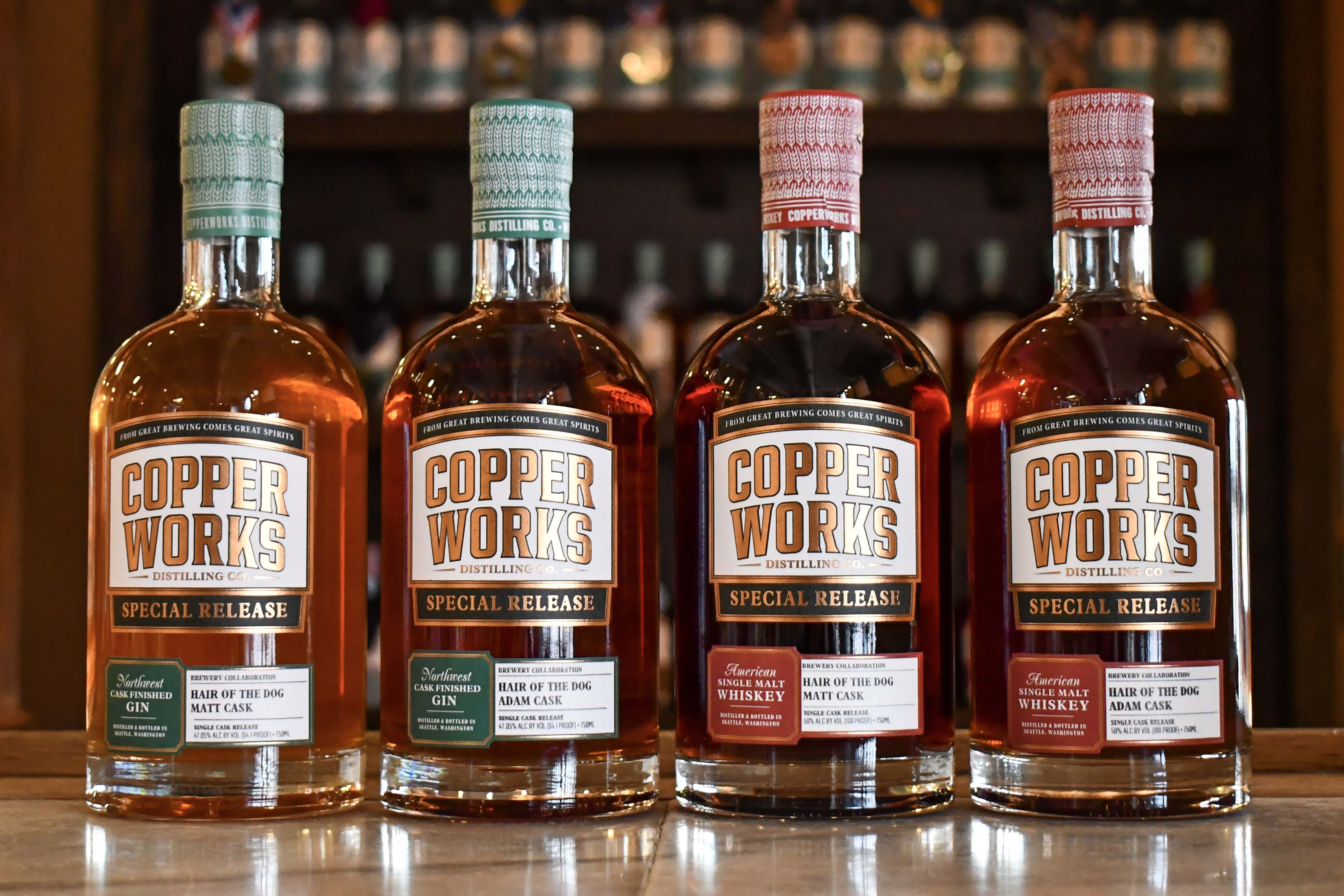 The Hair of the Dog Brewing Cask Collection (image courtesy of Copperworks Distilling Co.)