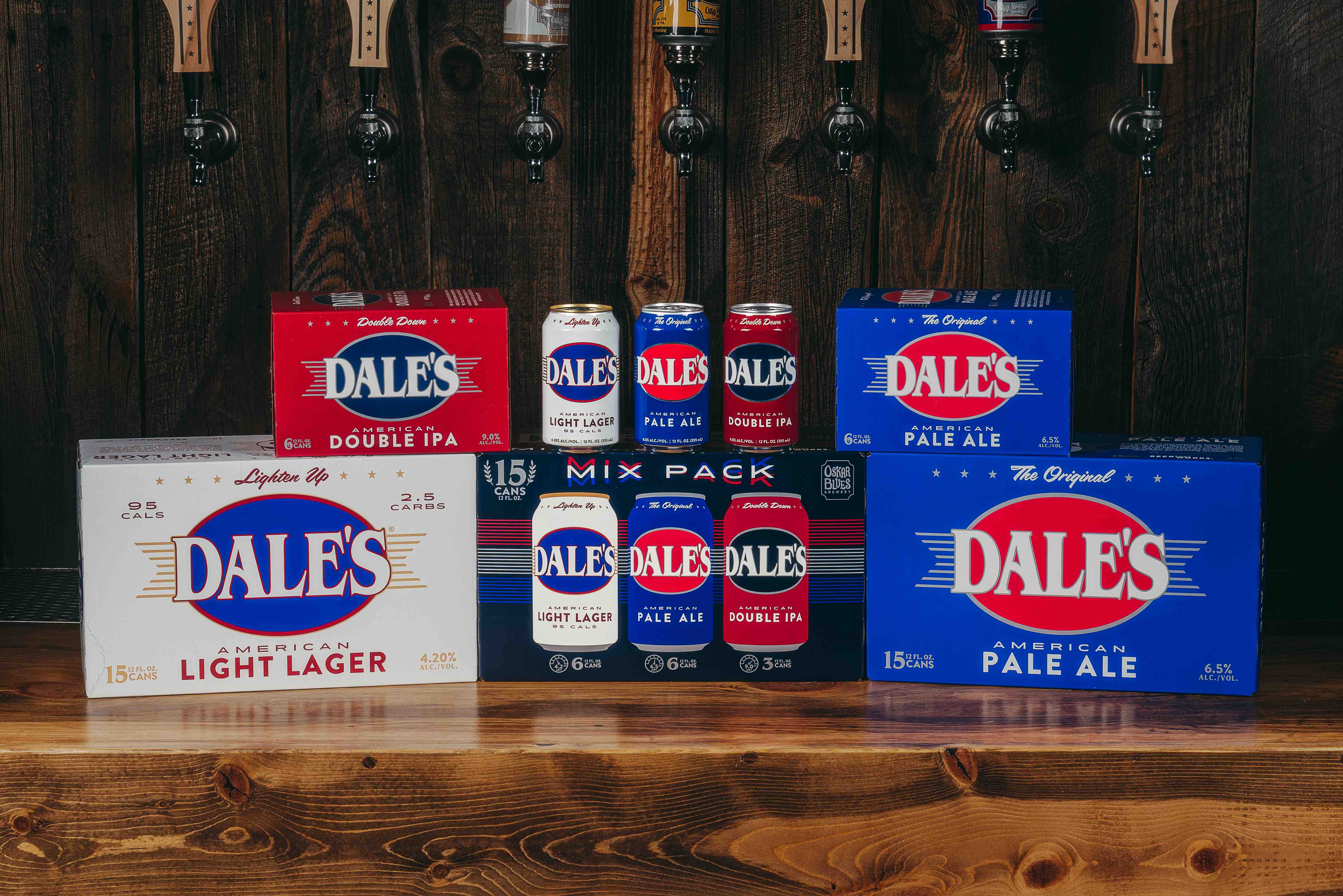Dale’s American Light Lager and Dale’s American Double IPA join Dale's Pale in an new Dale's line extension. (image courtesy of Oskar Blues Brewery)