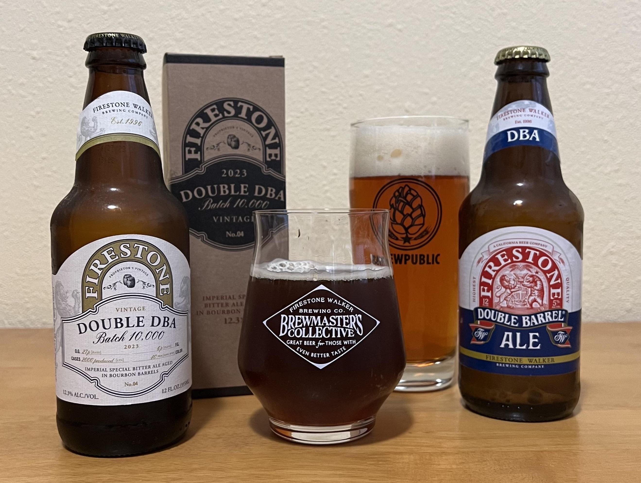 Firestone Walker celebrates 10,000 brews in Paso Robles, California with Double DBA Batch 10,000. It was interesting to sample this beer against the brewery's Double Barrel Ale.