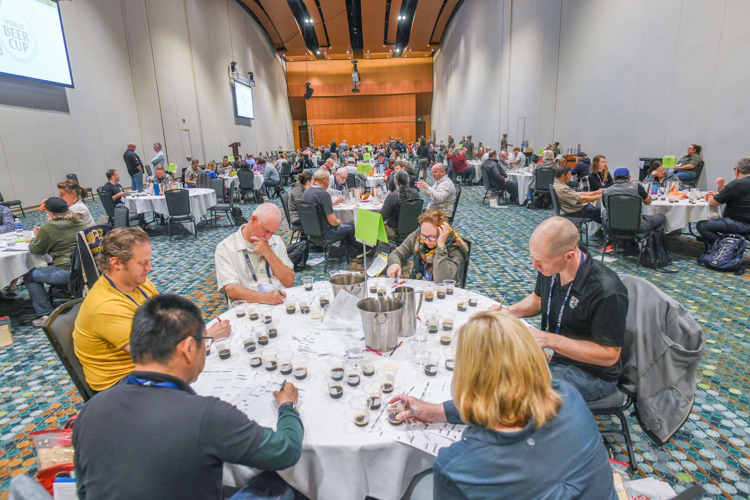 Judging at the 2023 World Beer Cup. (image courtesy of the Brewers Association)
