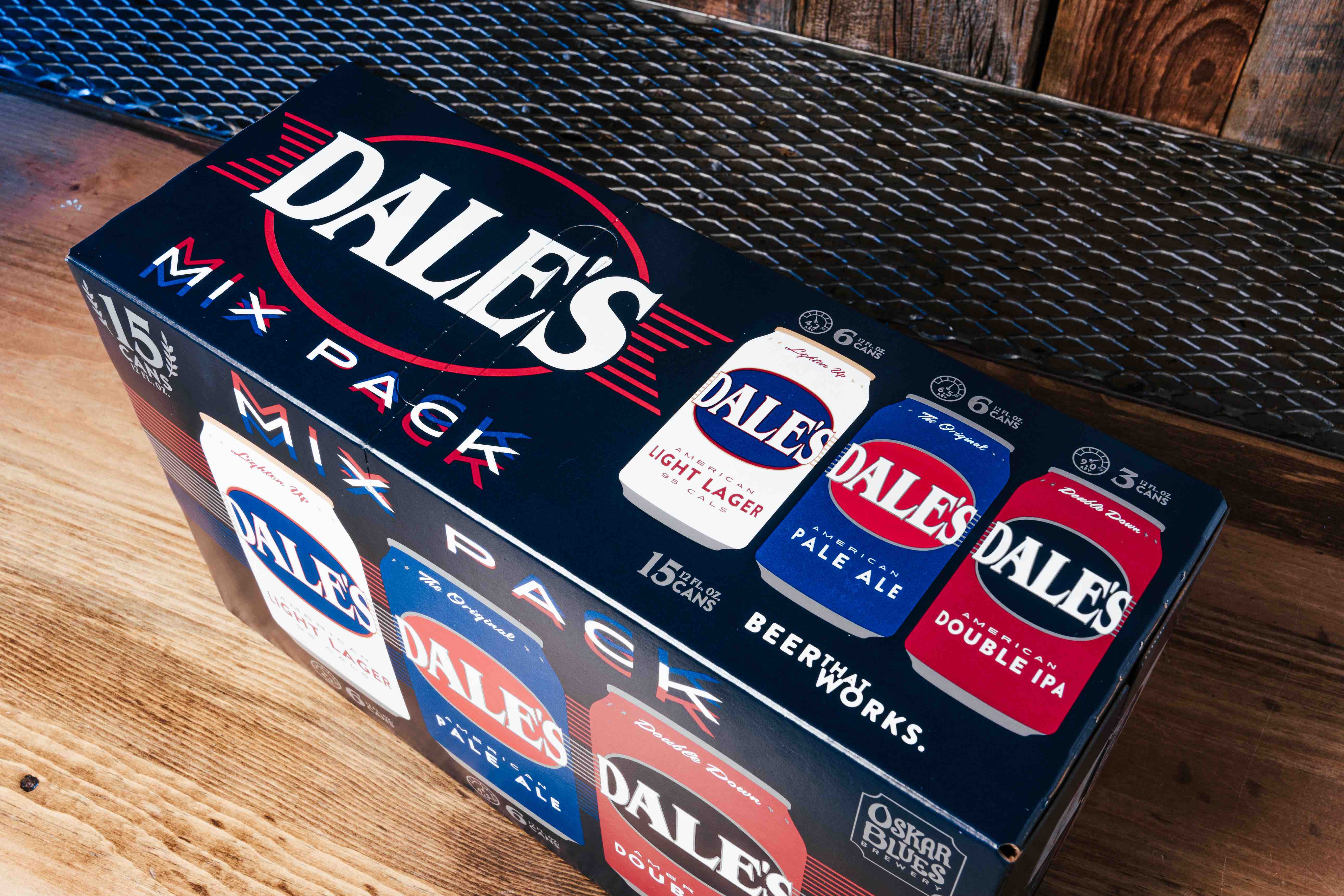 The new Dale's Mix Pack featuring Dales Pale Ale, Dale’s American Light Lager, and Dale’s American Double IPA. (image courtesy of Oskar Blues Brewery)