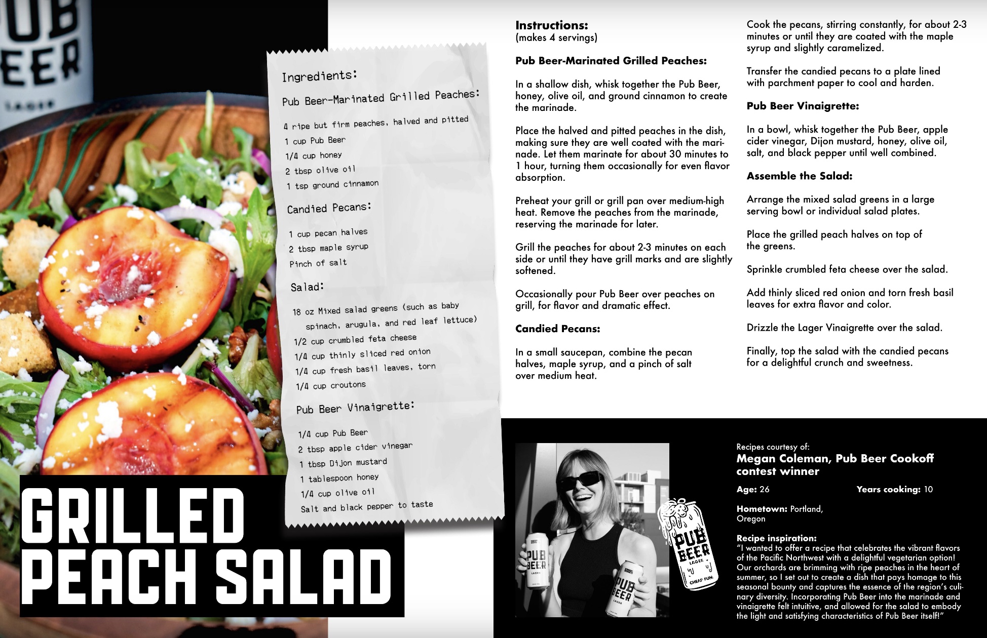 10 Barrel Brewing Pub Beer Cookbook - Grilled Peach Salad Recipe from Megan Coleman, the Pub Beer Cookoff contest winner!