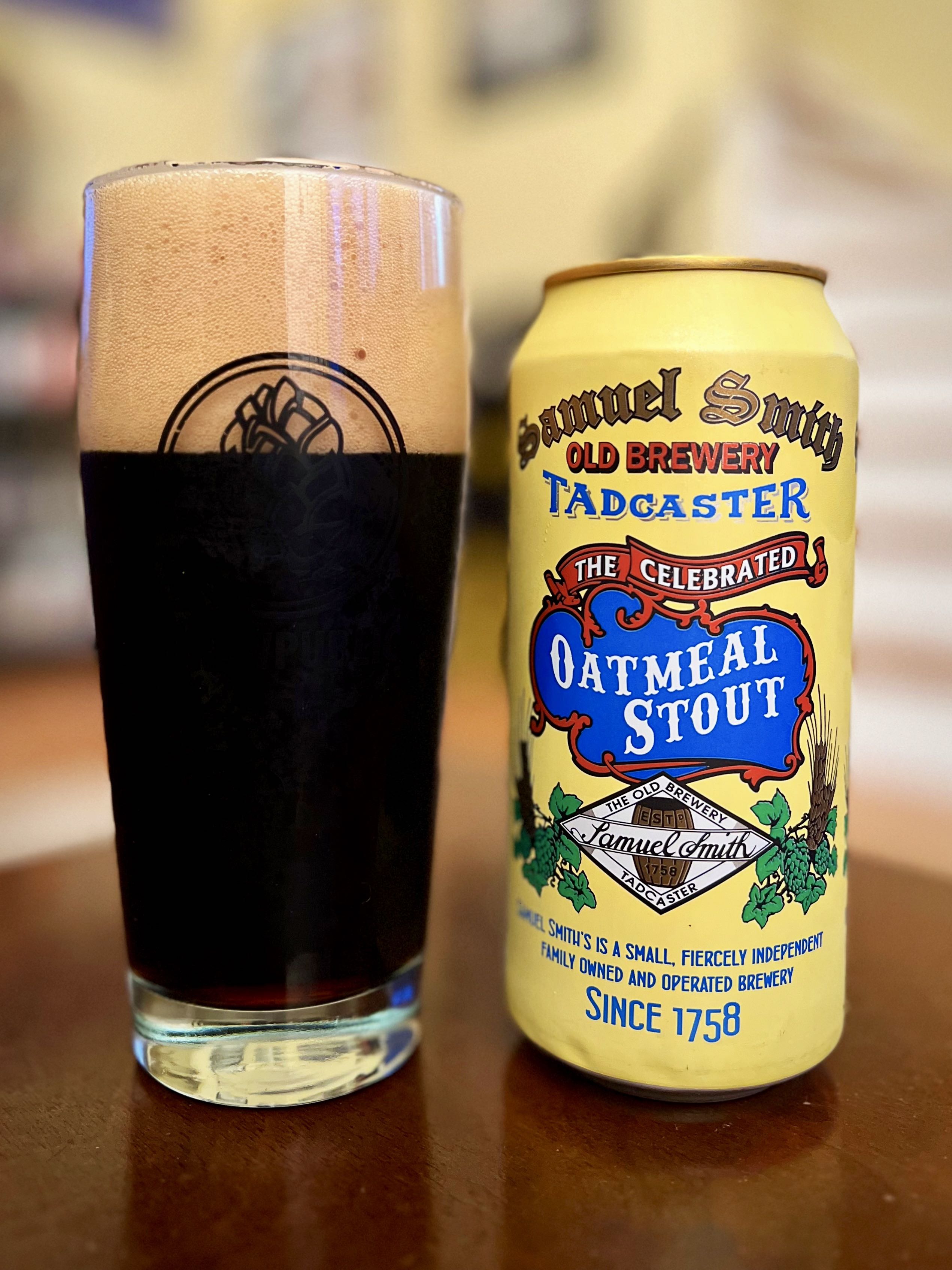 Samuel Smith's Oatmeal Stout is now packaged in 14.9oz aluminum cans for the United States market.